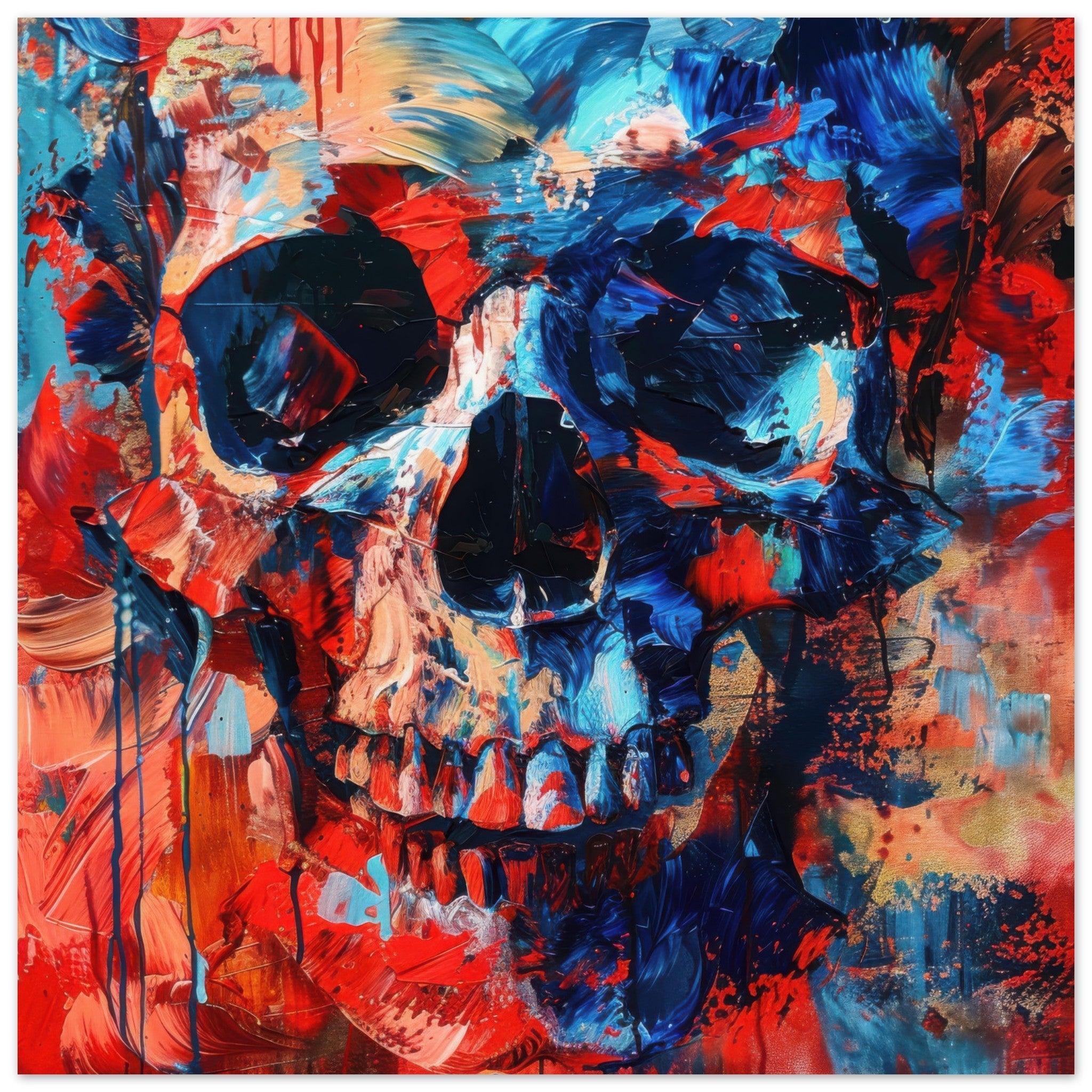 Aluminum Print Square - Skull and Bones abstract art style - Shop Ai Art WebShop - Digital Art online Store