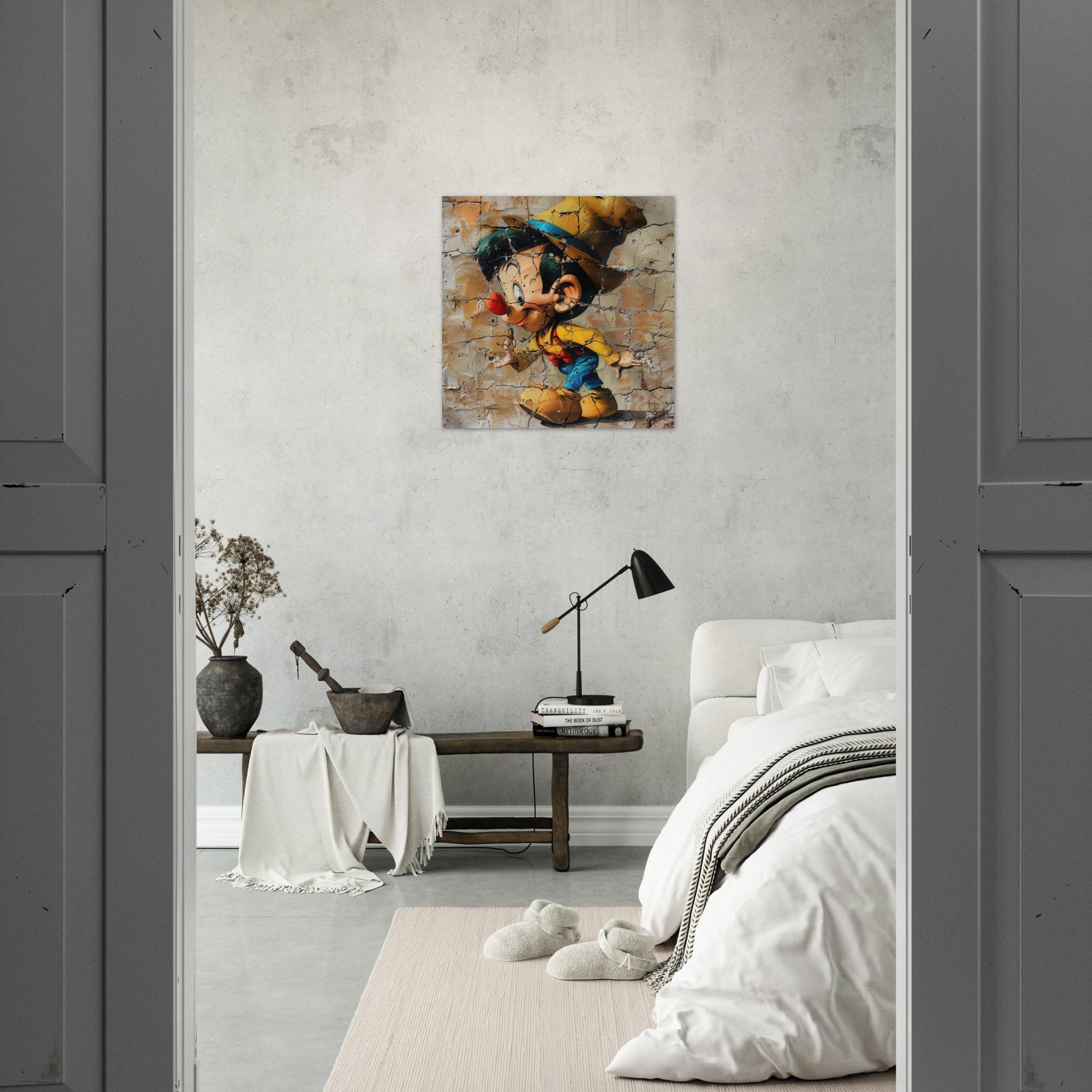 Aluminum Print Square - street art style pinochio being naughty 19 - Shop Ai Art WebShop - Digital Art online Store