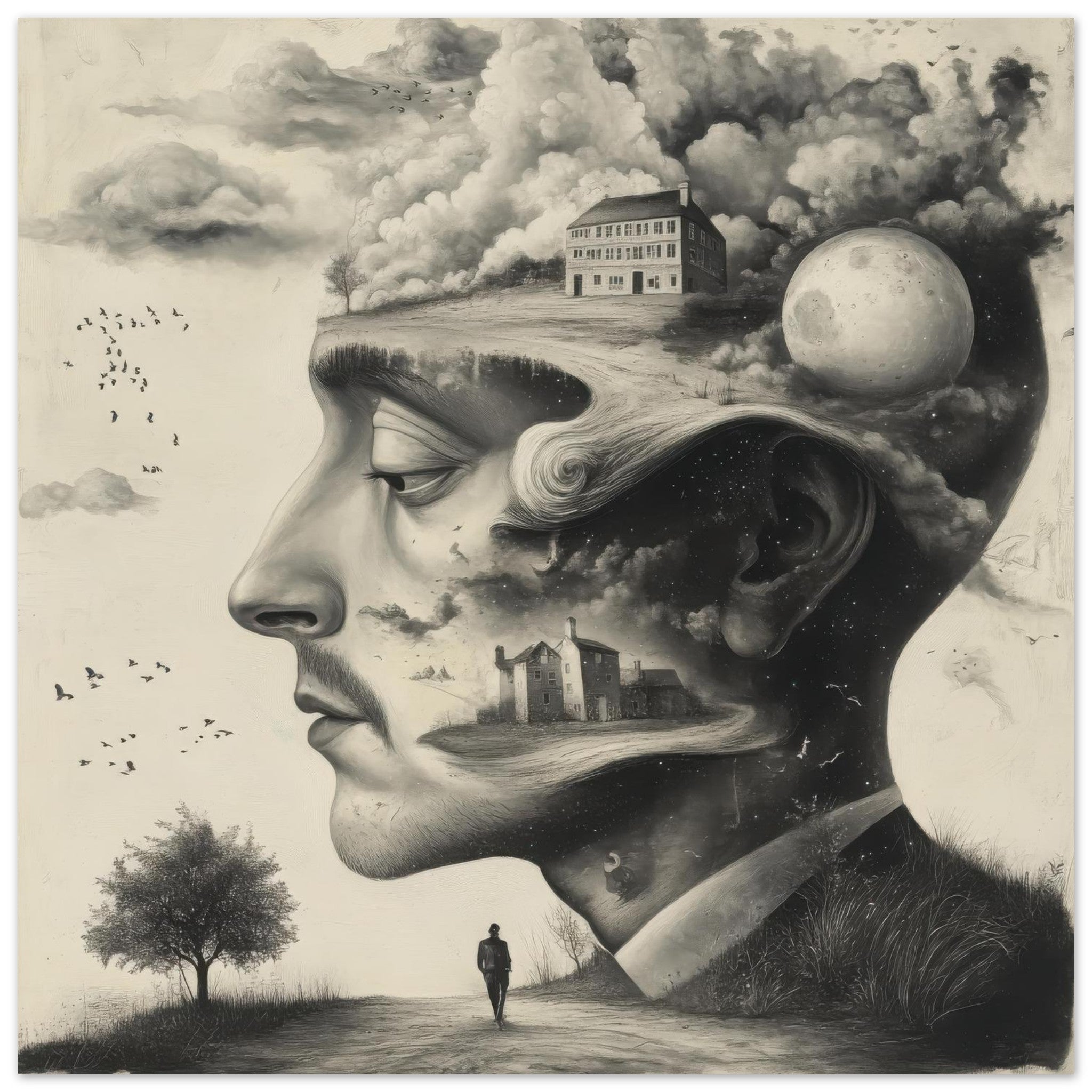 Aluminum Print Square - surrealistic art style 5 - Shop Ai Art WebShop - Digital Art online Store