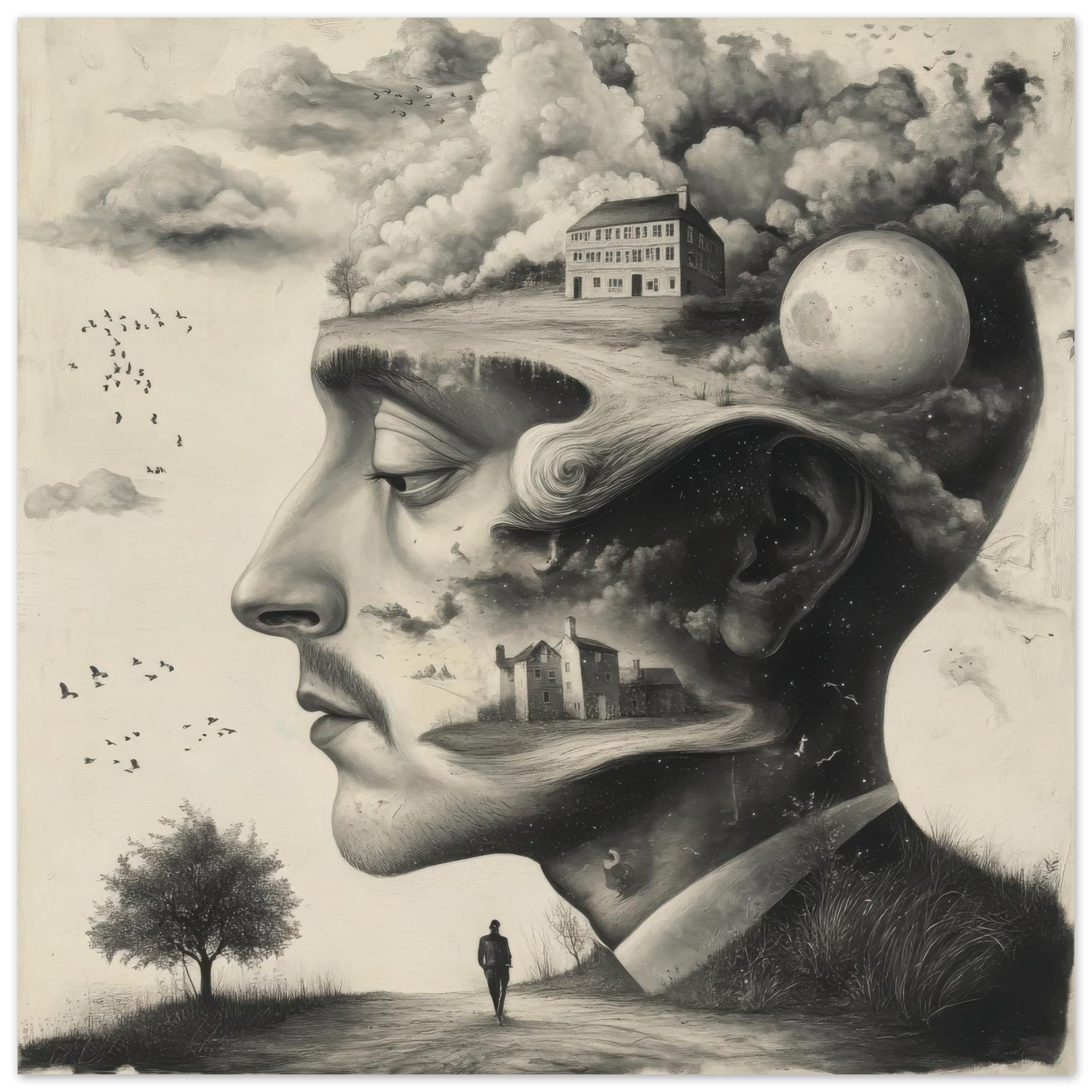Aluminum Print Square - surrealistic art style 5 - Shop Ai Art WebShop - Digital Art online Store
