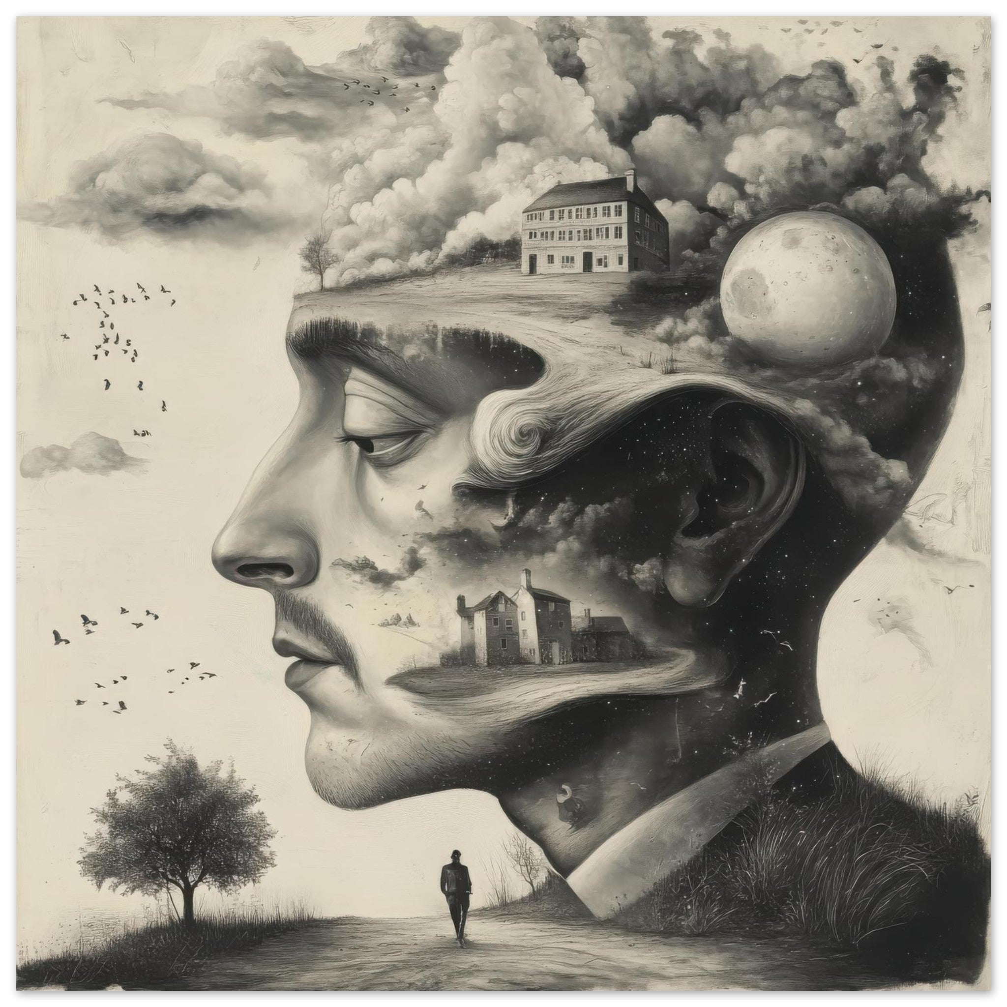 Aluminum Print Square - surrealistic art style 5 - Shop Ai Art WebShop - Digital Art online Store