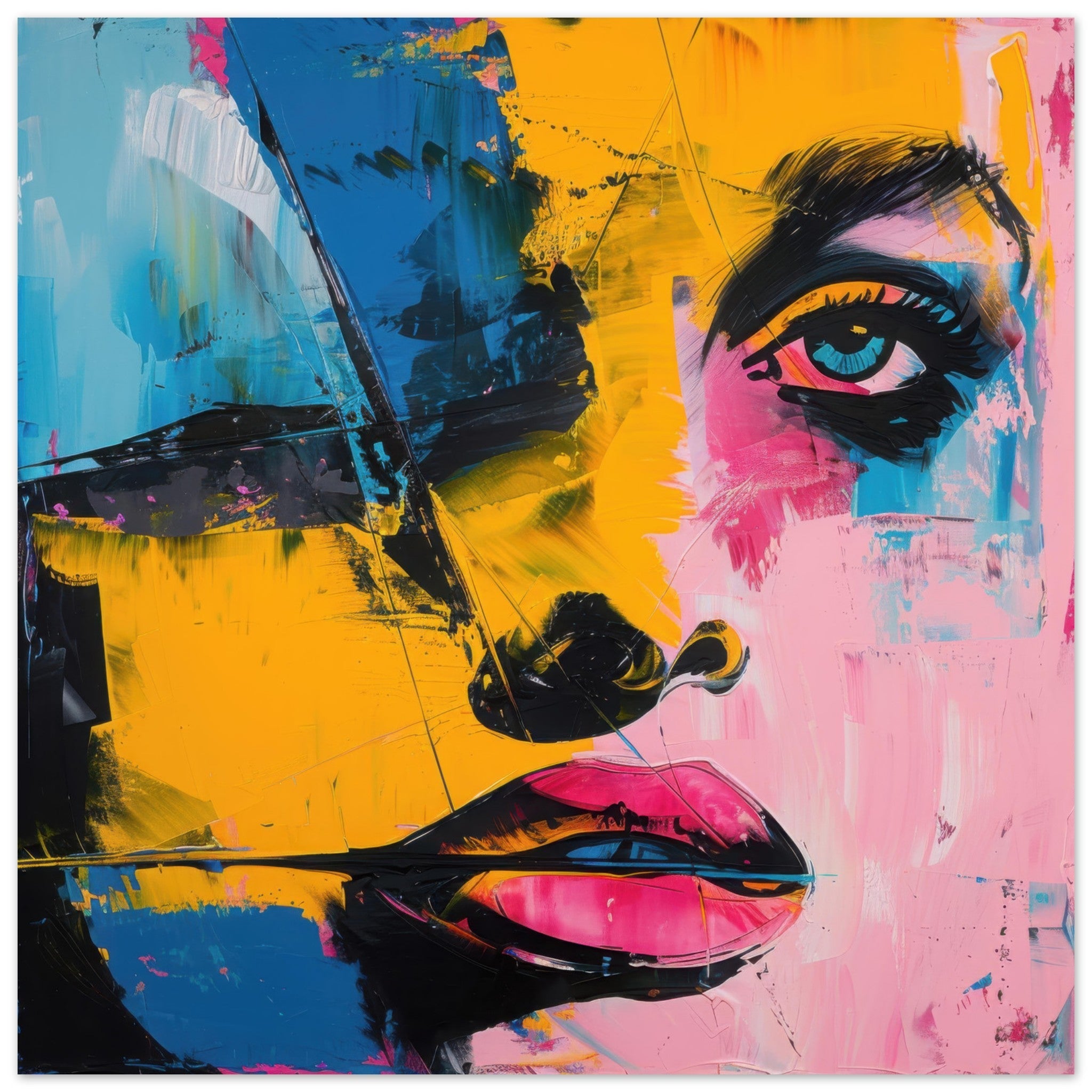 Aluminum Print Square - Swedish popart in abstract style 3 - Shop Ai Art WebShop - Digital Art online Store