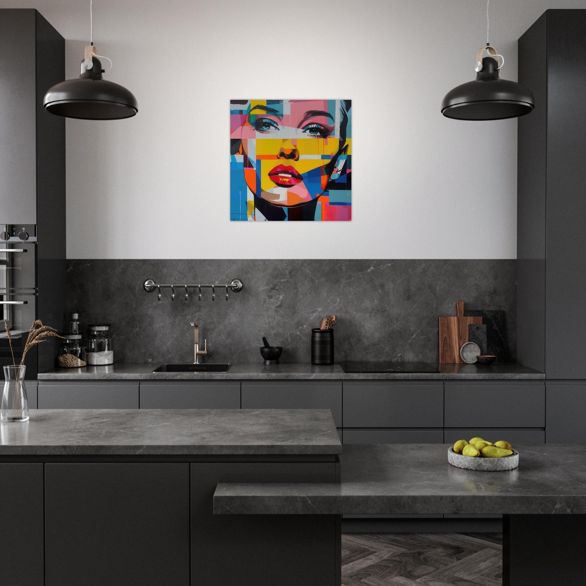 Aluminum Print Square - Swedish popart in abstract style 7 - Shop Ai Art WebShop - Digital Art online Store