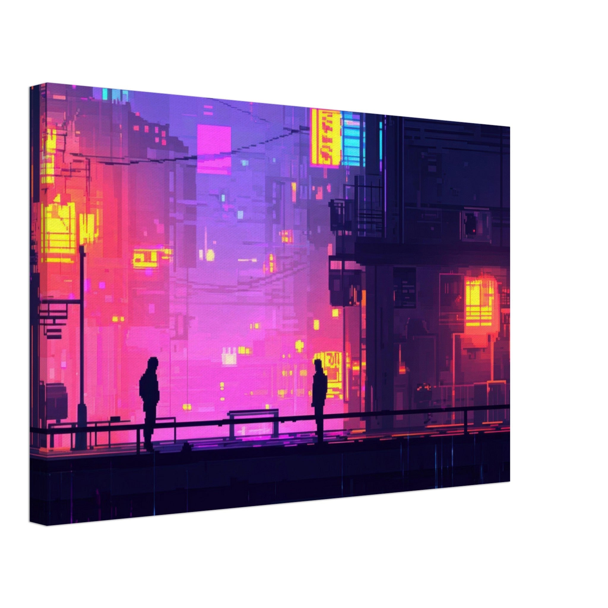 Canvas Landscape - A city where neon lights create impossible rifle 5 - Shop Ai Art WebShop - Digital Art online Store