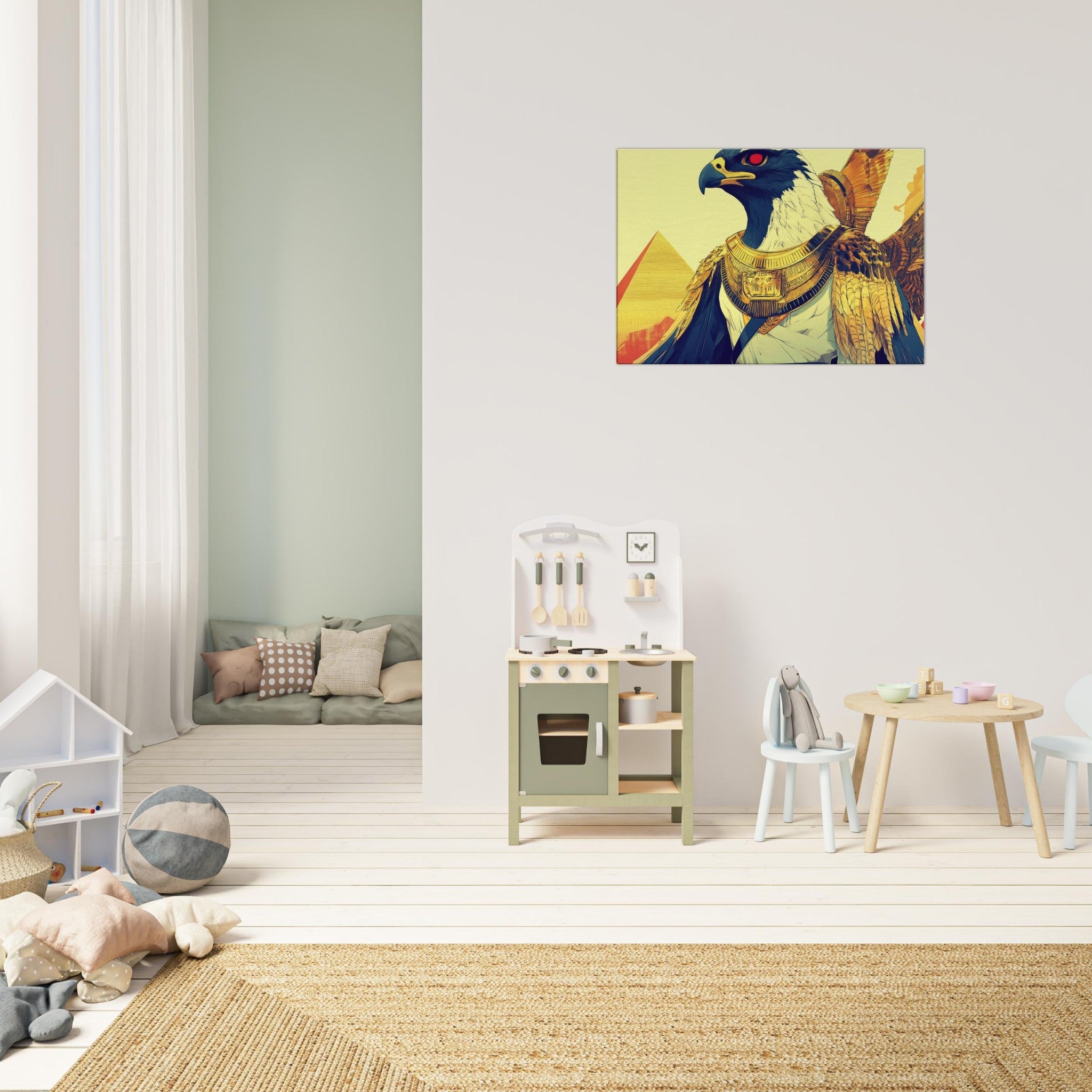 Canvas Landscape - Ancient Egyptian Falcon God Horus A majestic far 3 - Shop Ai Art WebShop - Digital Art online Store