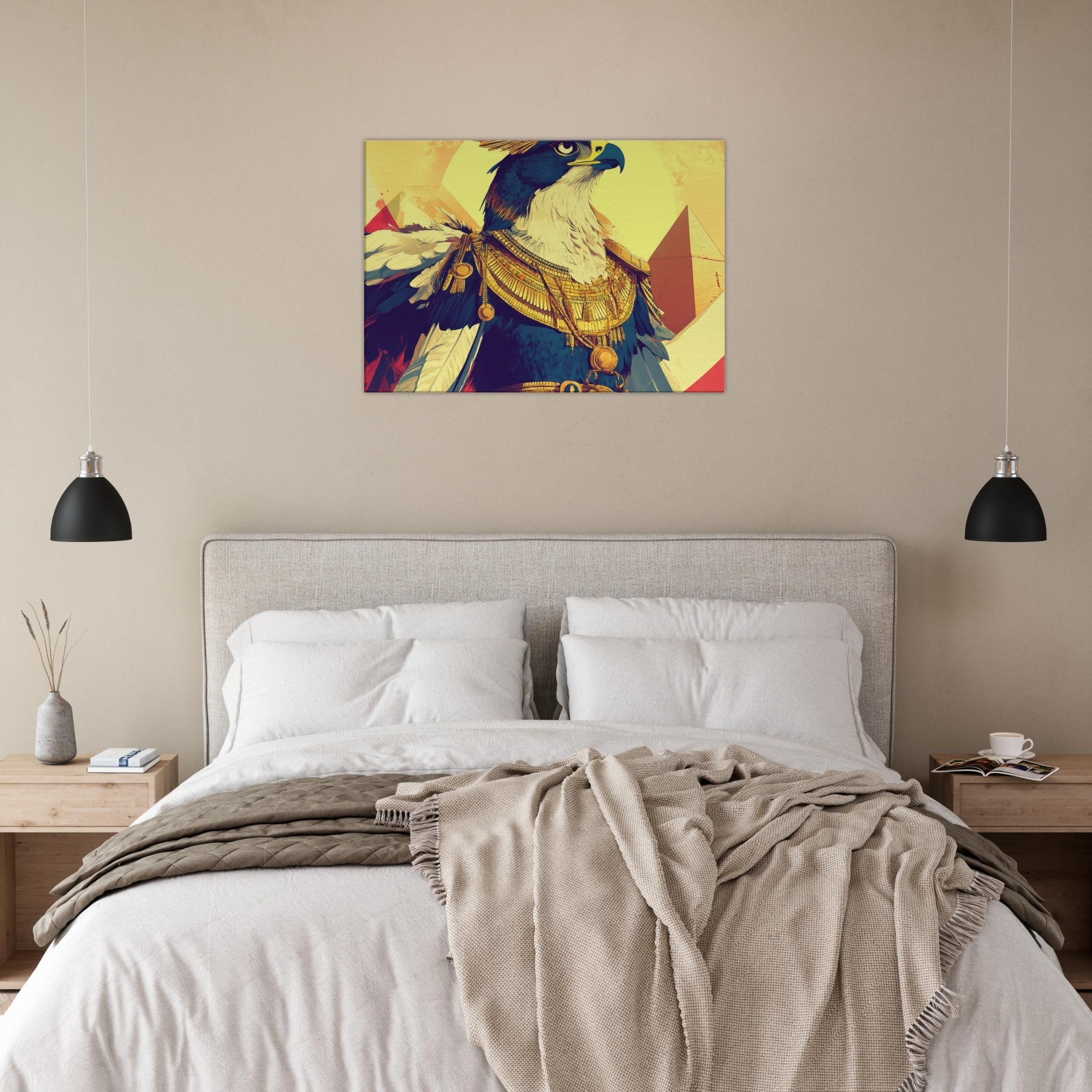 Canvas Landscape - Ancient Egyptian Falcon God Horus A majestic far 5 - Shop Ai Art WebShop - Digital Art online Store