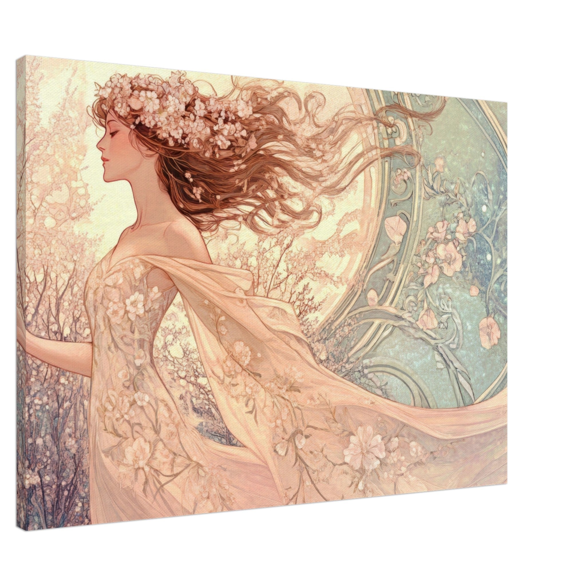 Canvas Landscape - Art Nouveau Enchanted Garden An Art Nouveau inst 6 - Shop Ai Art WebShop - Digital Art online Store