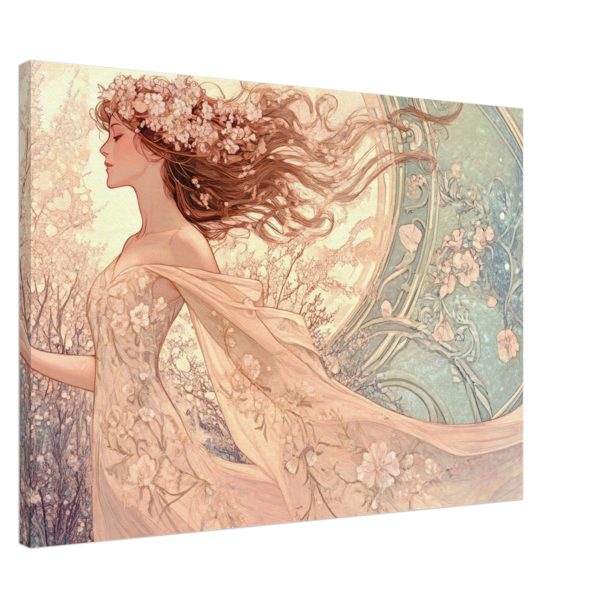 Canvas Landscape - Art Nouveau Enchanted Garden An Art Nouveau inst 6 - Shop Ai Art WebShop - Digital Art online Store