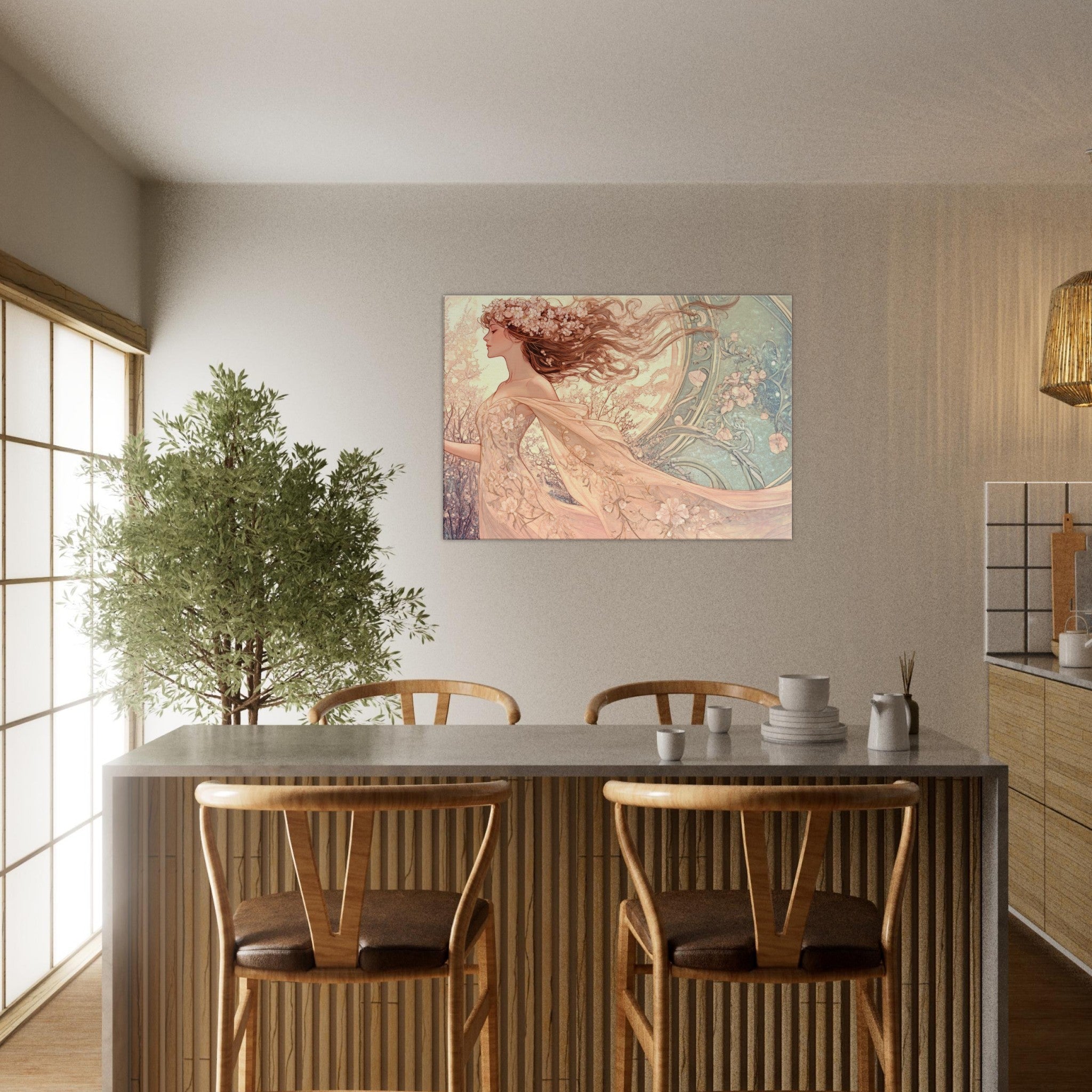 Canvas Landscape - Art Nouveau Enchanted Garden An Art Nouveau inst 6 - Shop Ai Art WebShop - Digital Art online Store