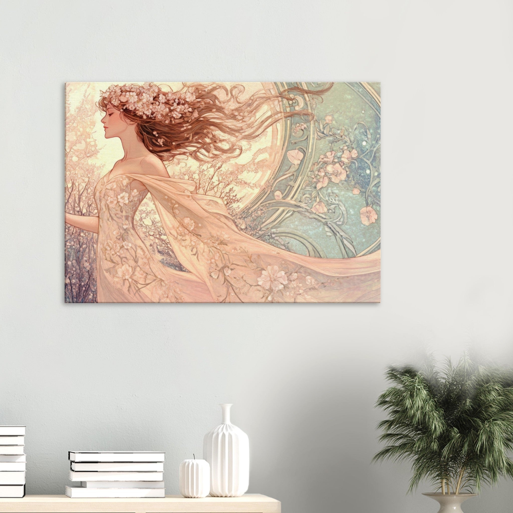 Canvas Landscape - Art Nouveau Enchanted Garden An Art Nouveau inst 6 - Shop Ai Art WebShop - Digital Art online Store