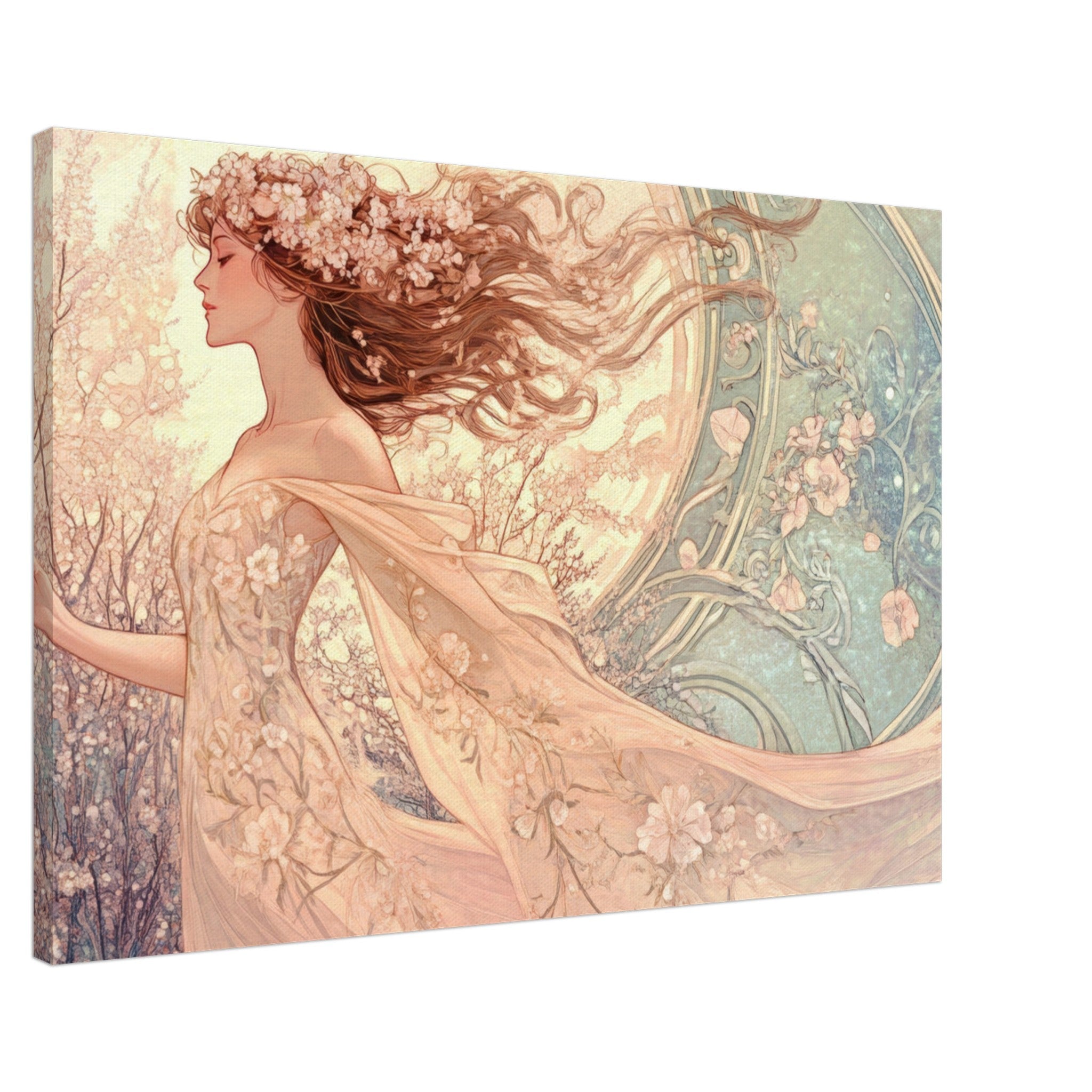 Canvas Landscape - Art Nouveau Enchanted Garden An Art Nouveau inst 6 - Shop Ai Art WebShop - Digital Art online Store
