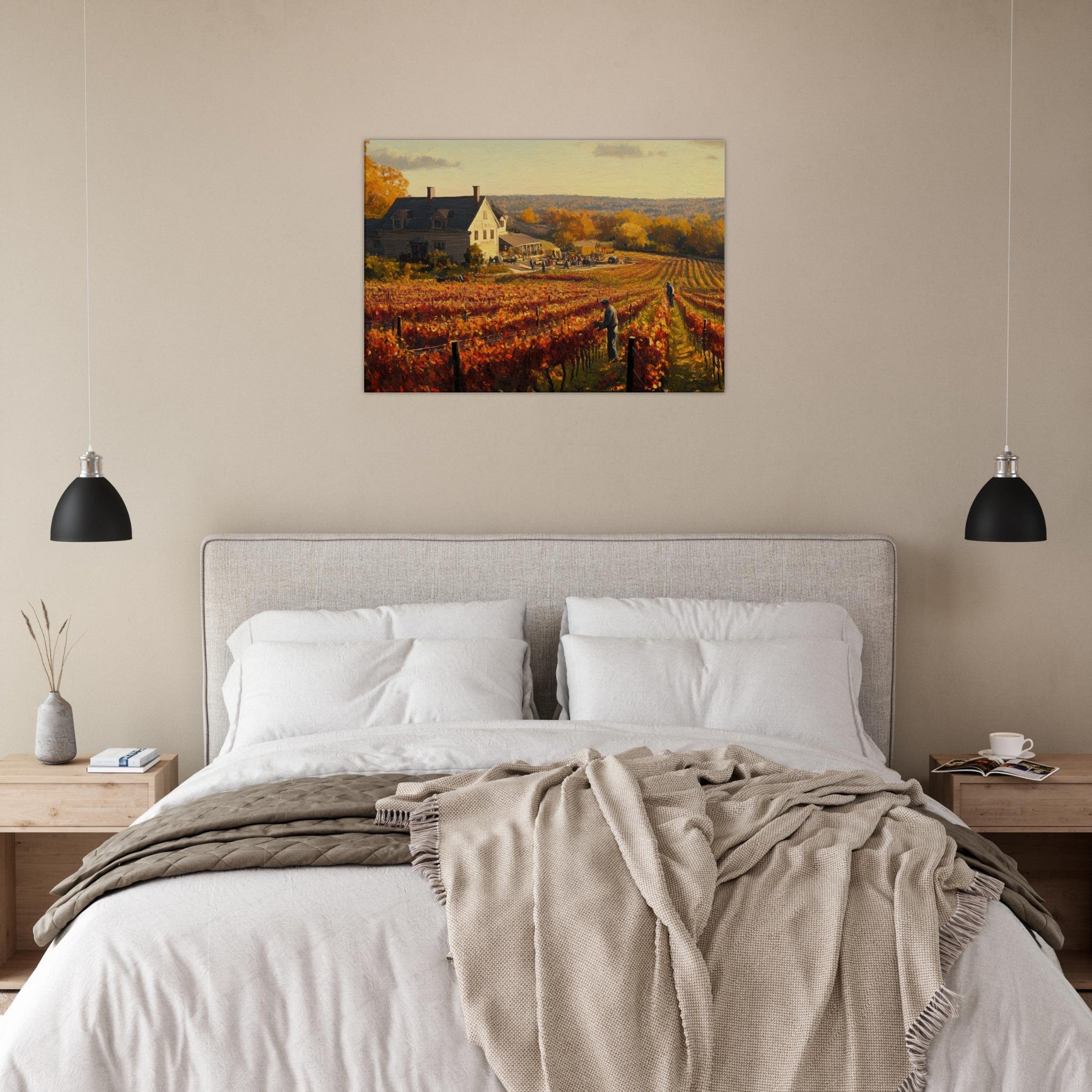 Canvas Landscape - Autumn Vineyard Harvest A picturesque vineyards 3 - Shop Ai Art WebShop - Digital Art online Store