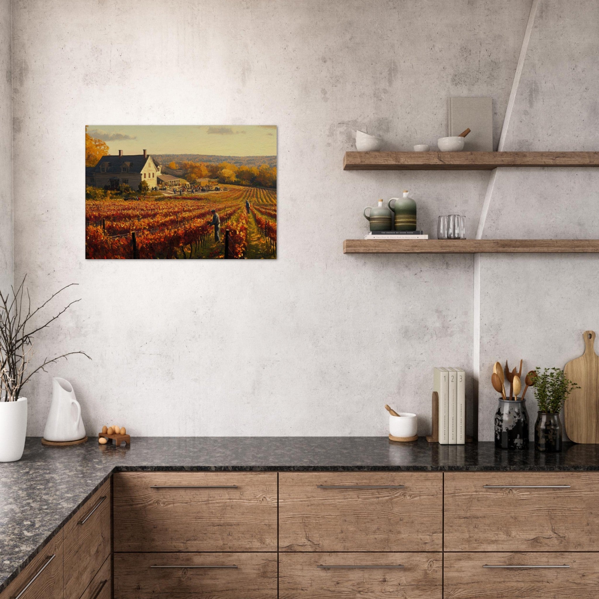 Canvas Landscape - Autumn Vineyard Harvest A picturesque vineyards 3 - Shop Ai Art WebShop - Digital Art online Store