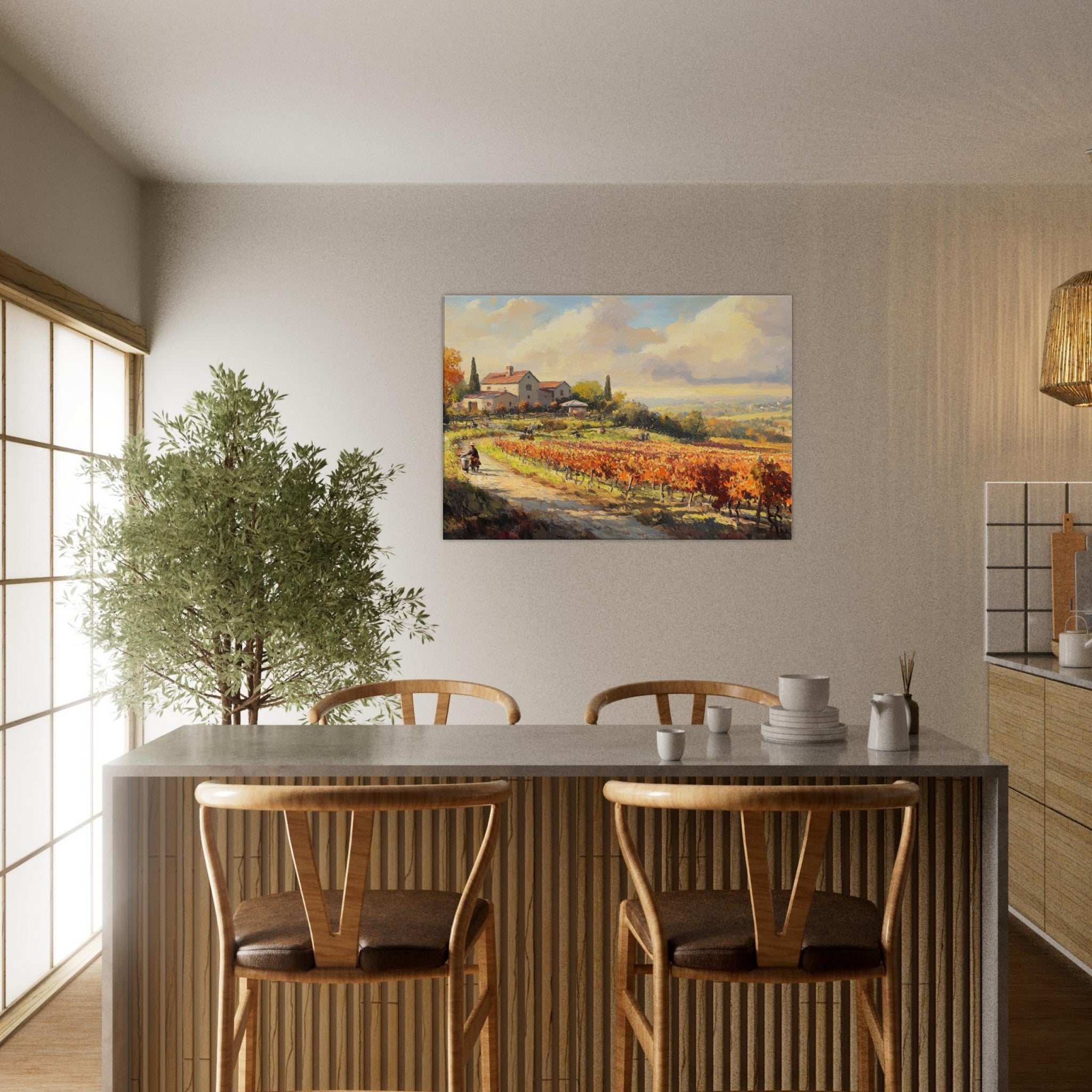 Canvas Landscape - Autumn Vineyard Harvest A picturesque vineyards 4 - Shop Ai Art WebShop - Digital Art online Store