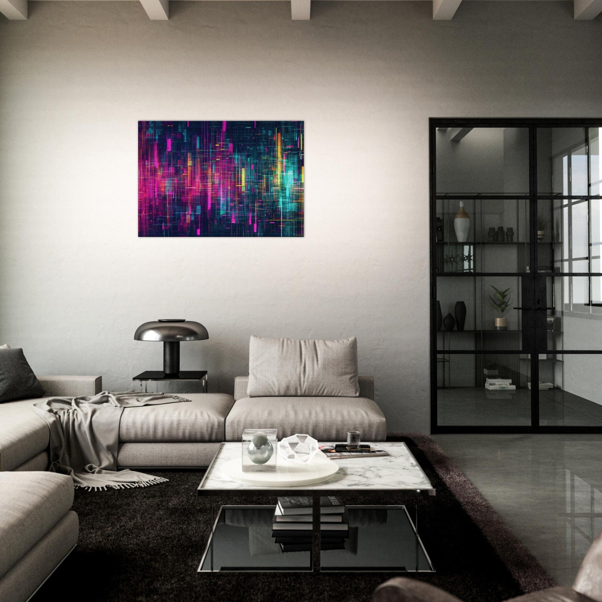 Canvas Landscape - Digital Pulse A chaotic burst of pitch - inspired - Shop Ai Art WebShop - Digital Art online Store