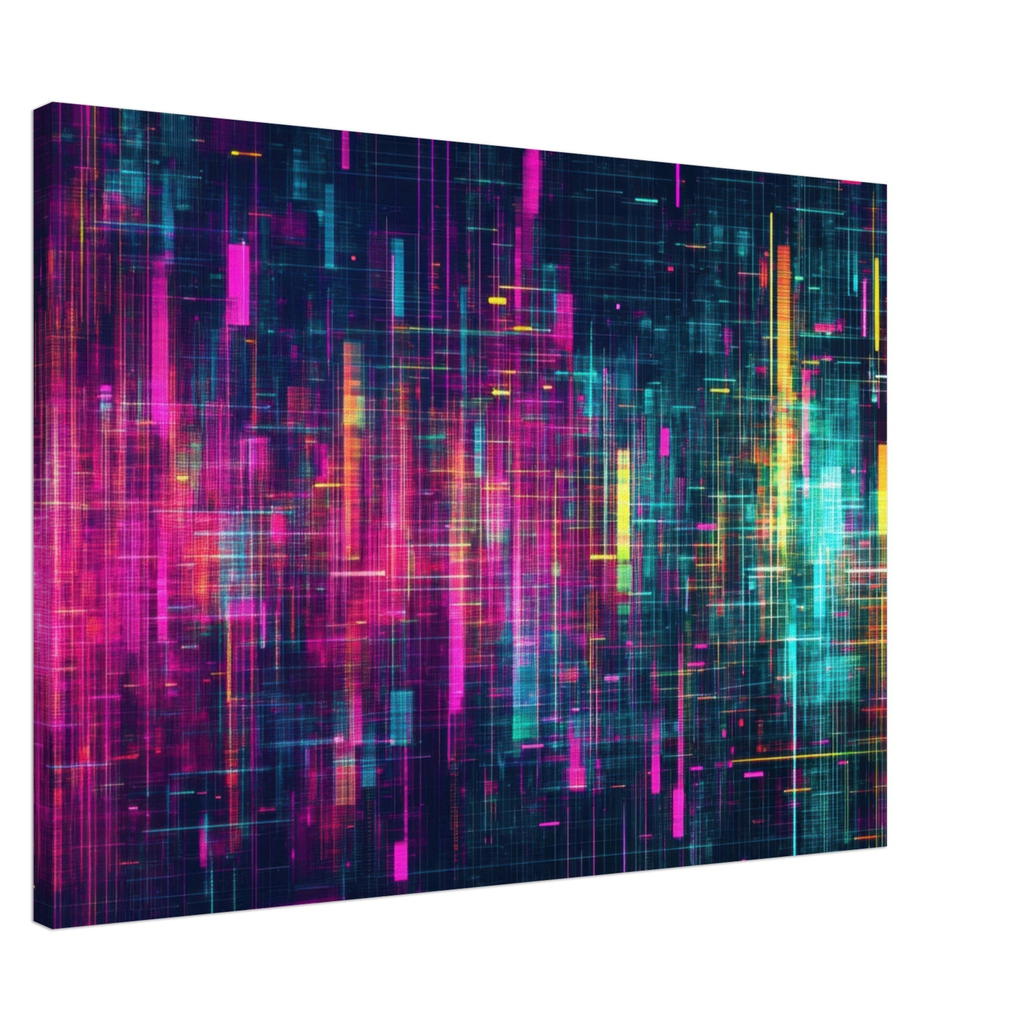 Canvas Landscape - Digital Pulse A chaotic burst of pitch - inspired - Shop Ai Art WebShop - Digital Art online Store