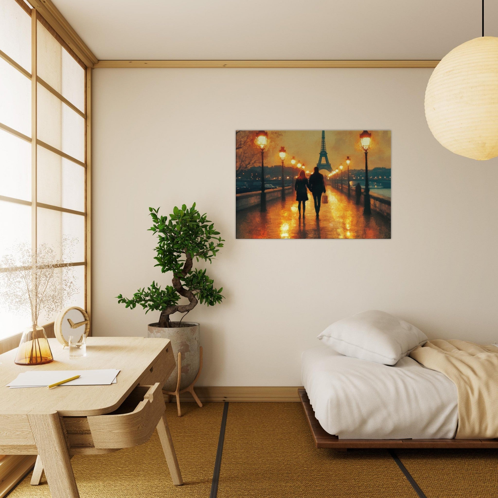 Canvas Landscape - Evening Stroll Along the Seine A romantic river 4 - Shop Ai Art WebShop - Digital Art online Store