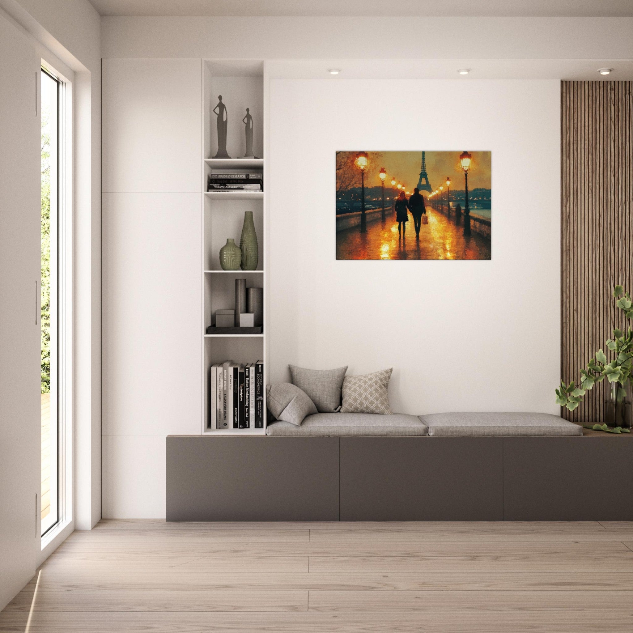 Canvas Landscape - Evening Stroll Along the Seine A romantic river 4 - Shop Ai Art WebShop - Digital Art online Store