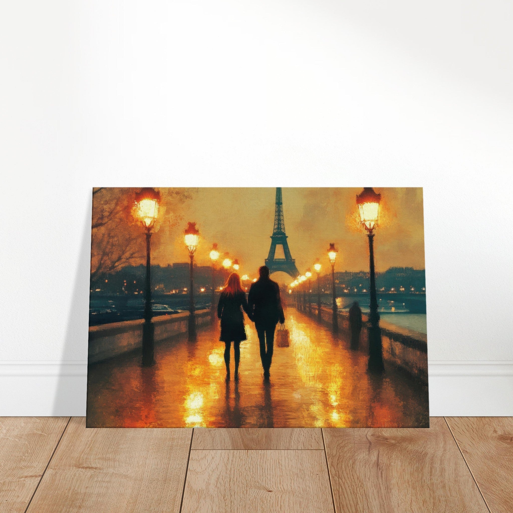 Canvas Landscape - Evening Stroll Along the Seine A romantic river 4 - Shop Ai Art WebShop - Digital Art online Store