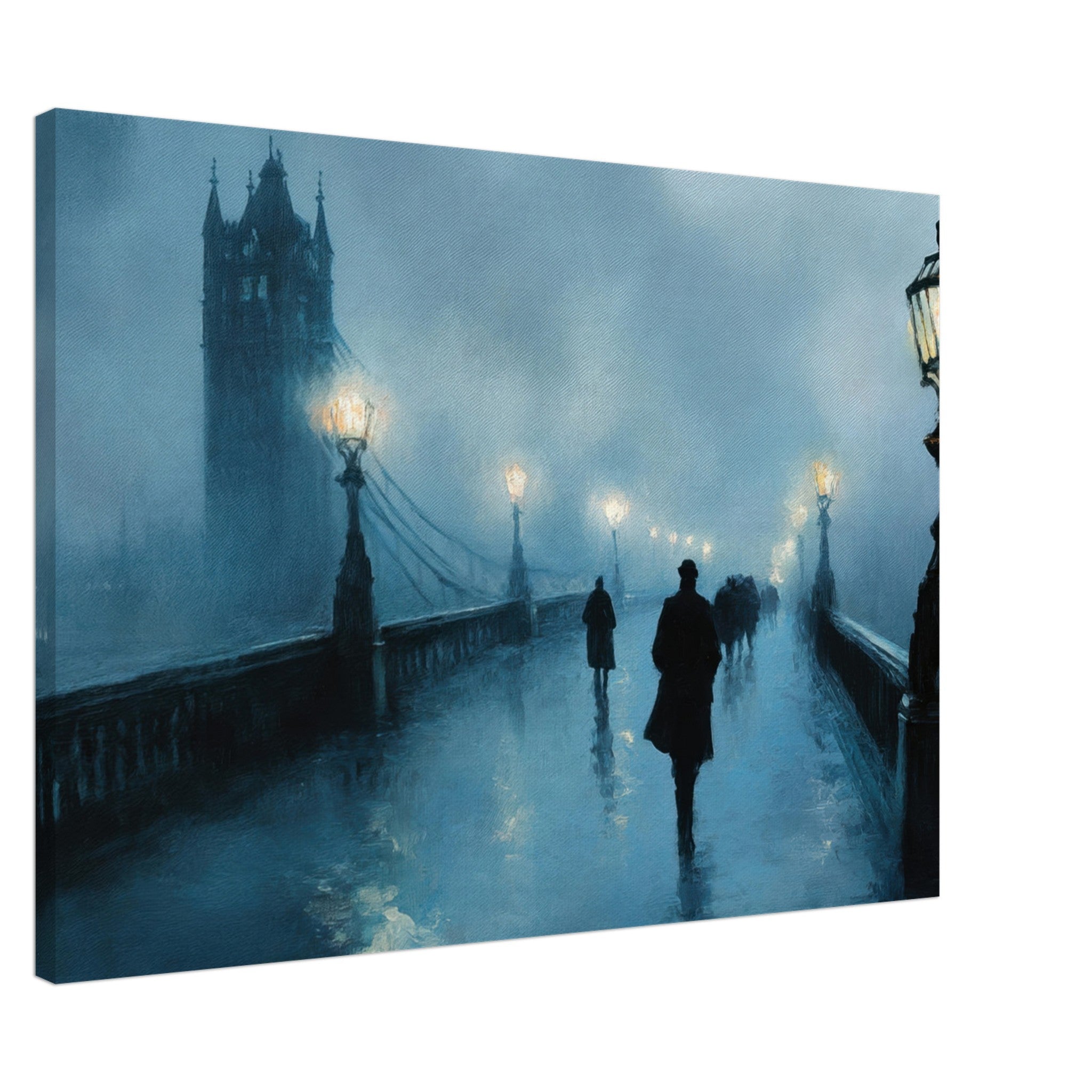 Canvas Landscape - Foggy London Bridge at Dawn A misty morning vie - Shop Ai Art WebShop - Digital Art online Store