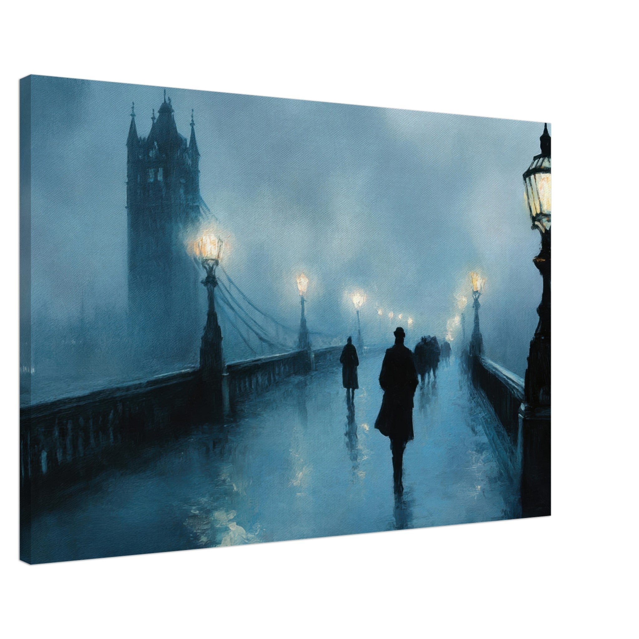Canvas Landscape - Foggy London Bridge at Dawn A misty morning vie - Shop Ai Art WebShop - Digital Art online Store