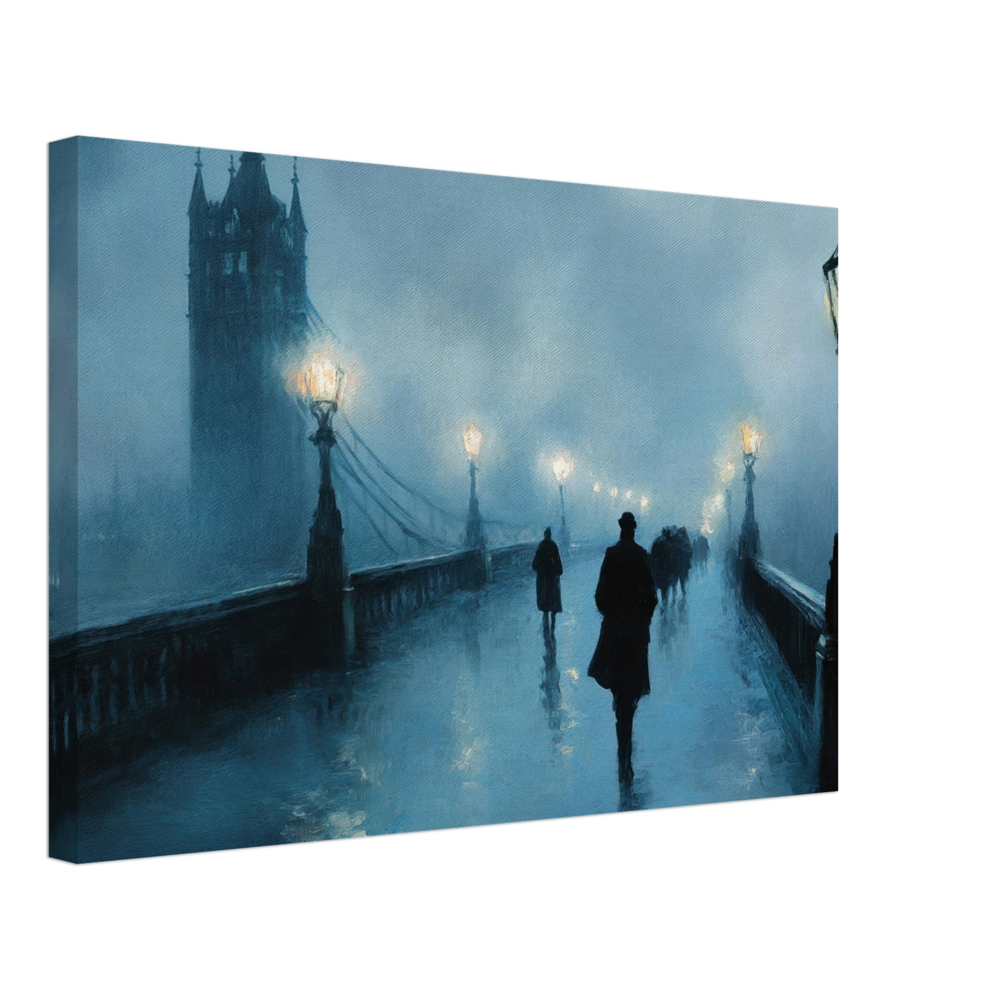 Canvas Landscape - Foggy London Bridge at Dawn A misty morning vie - Shop Ai Art WebShop - Digital Art online Store