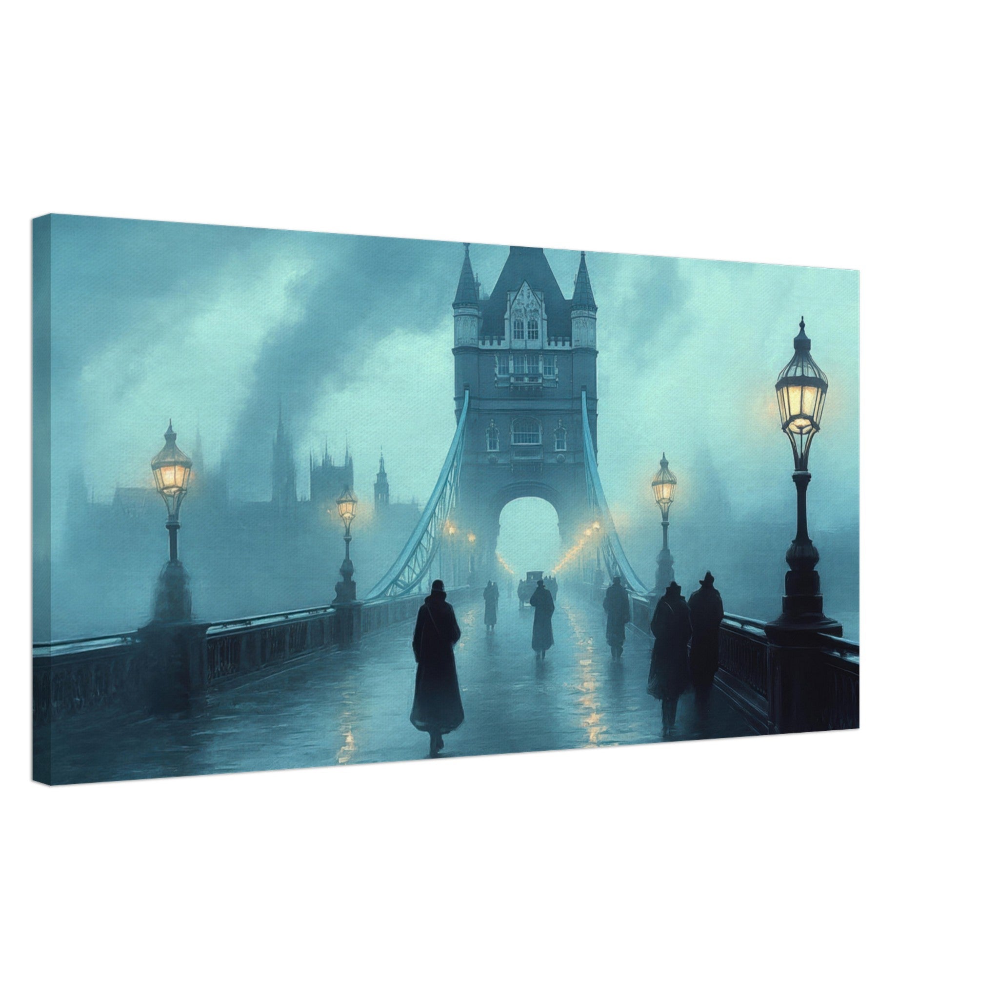 Canvas Landscape - Foggy London Bridge at Dawn A misty morning vie 2 - Shop Ai Art WebShop - Digital Art online Store