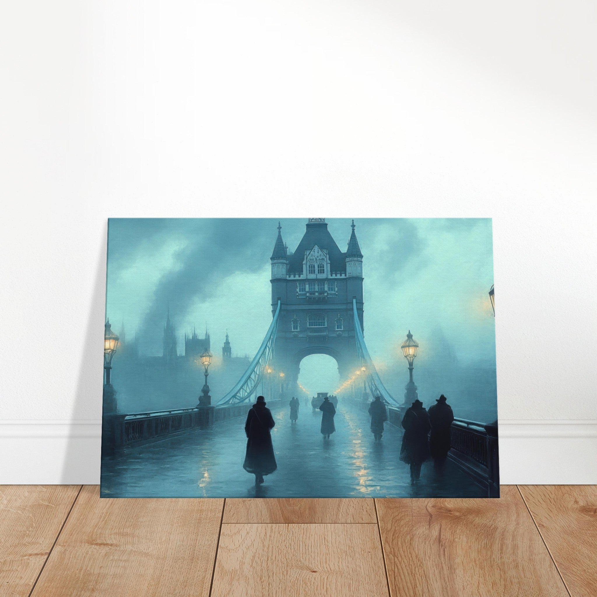 Canvas Landscape - Foggy London Bridge at Dawn A misty morning vie 2 - Shop Ai Art WebShop - Digital Art online Store