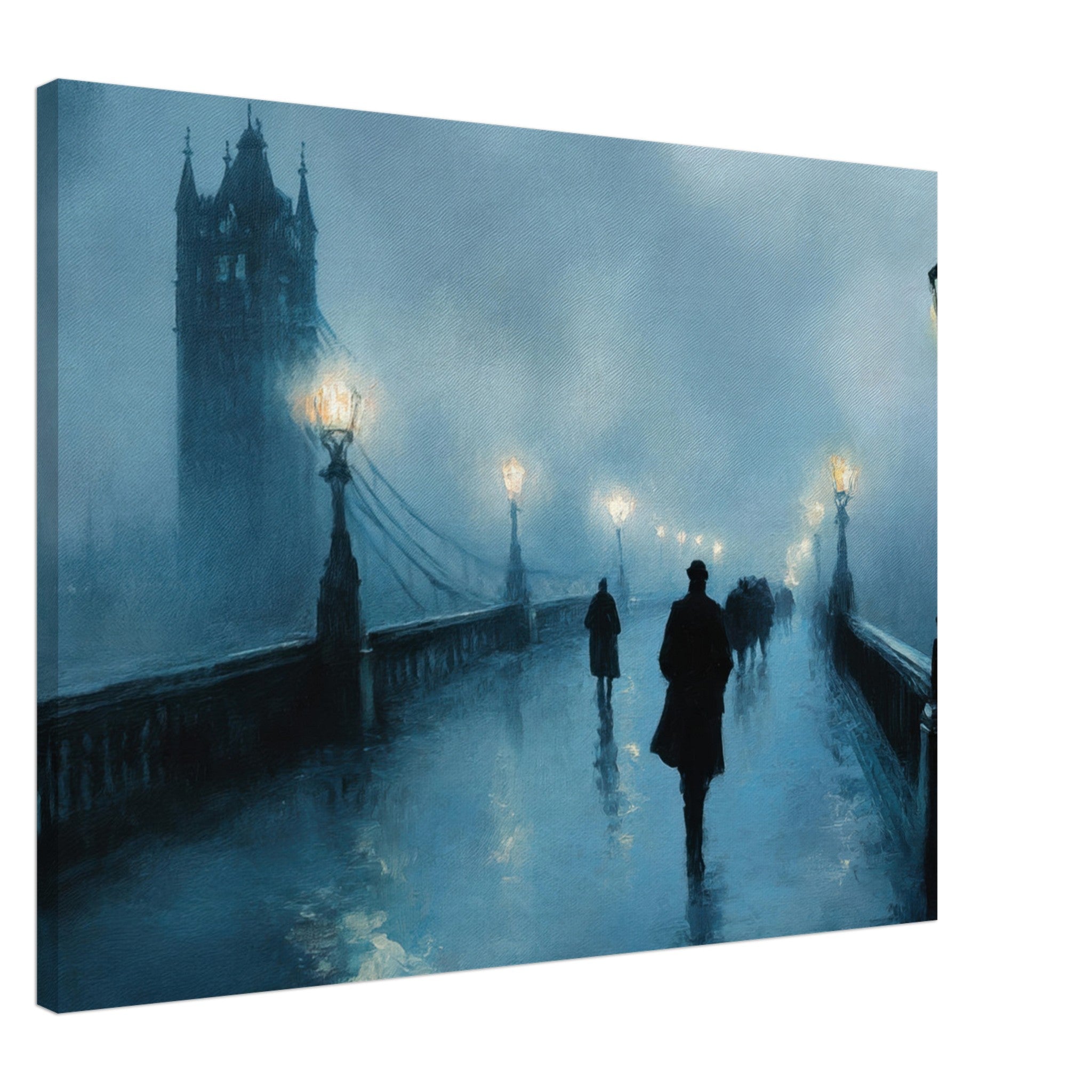 Canvas Landscape - Foggy London Bridge at Dawn A misty morning vie - Shop Ai Art WebShop - Digital Art online Store