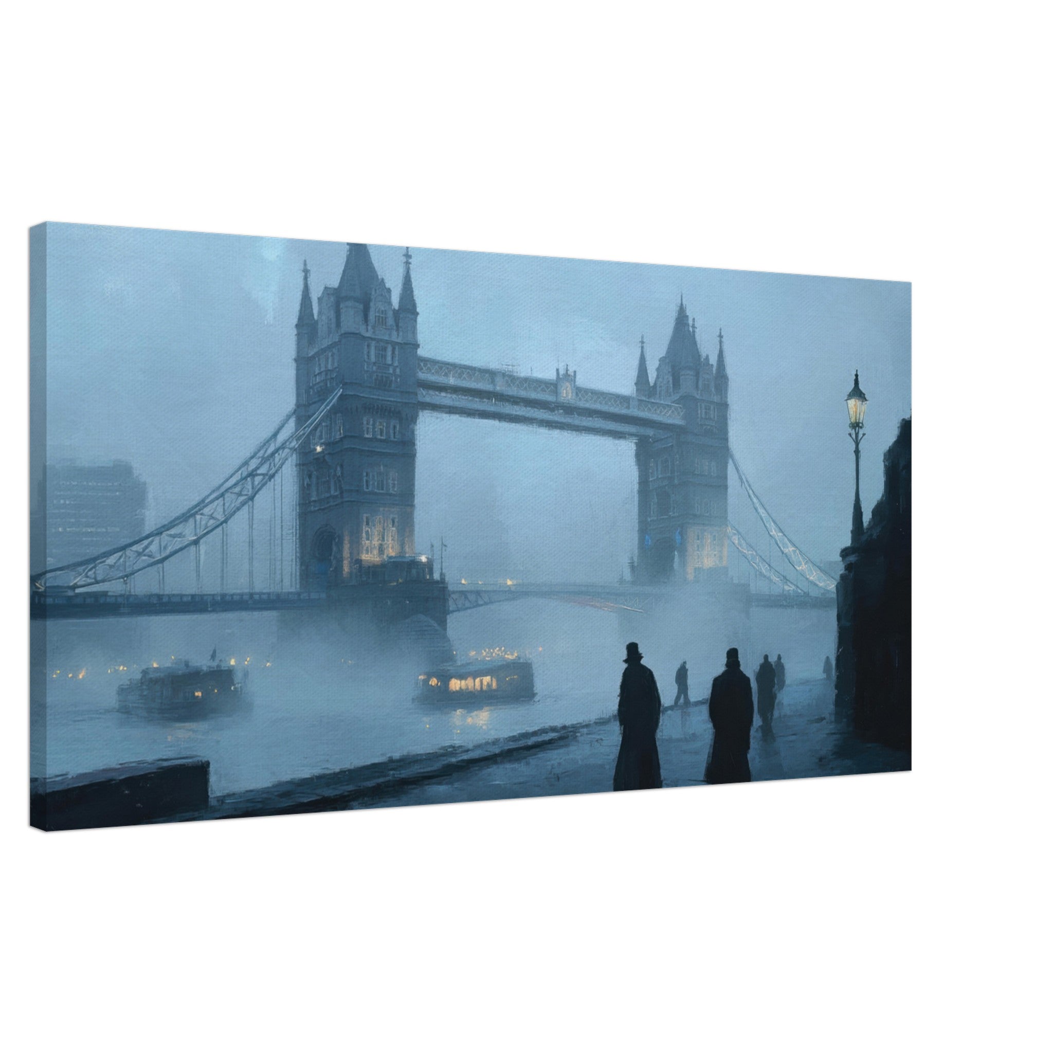Canvas Landscape - Foggy London Bridge at Dawn A misty morning vie 3 - Shop Ai Art WebShop - Digital Art online Store