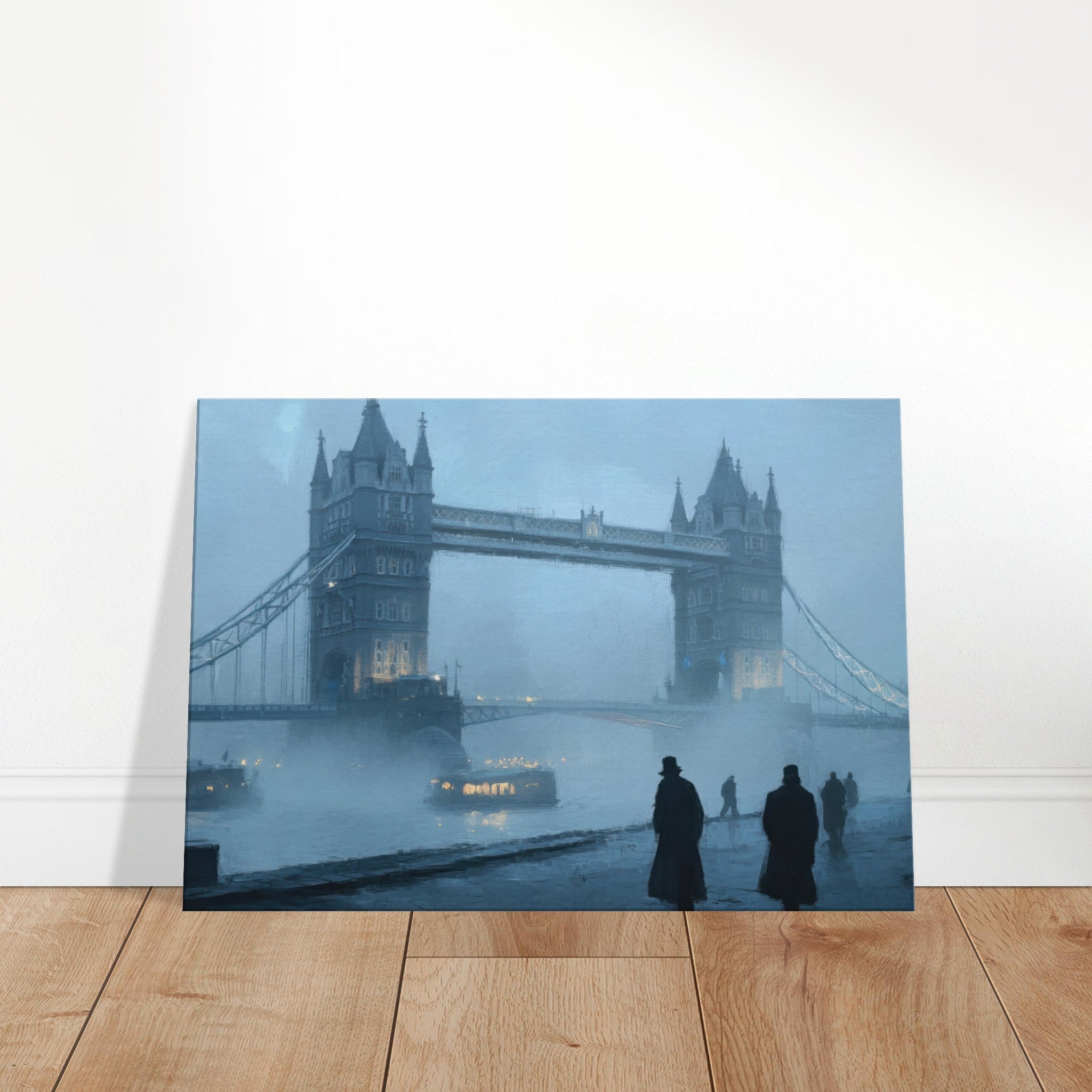Canvas Landscape - Foggy London Bridge at Dawn A misty morning vie 3 - Shop Ai Art WebShop - Digital Art online Store