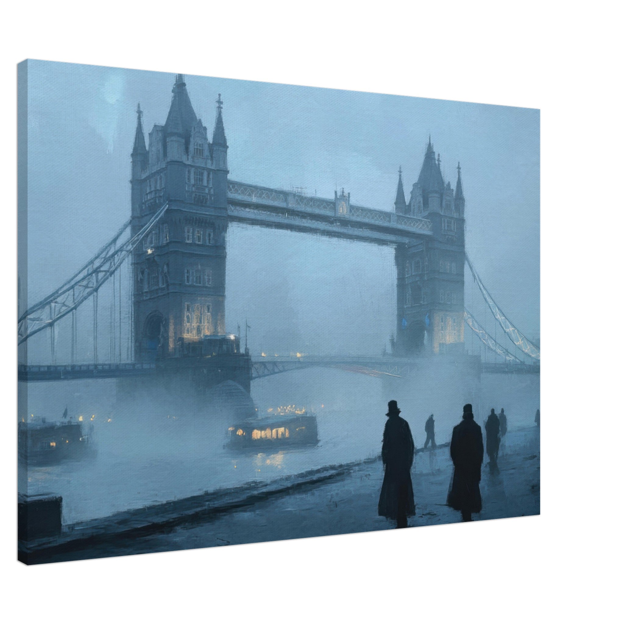Canvas Landscape - Foggy London Bridge at Dawn A misty morning vie 3 - Shop Ai Art WebShop - Digital Art online Store
