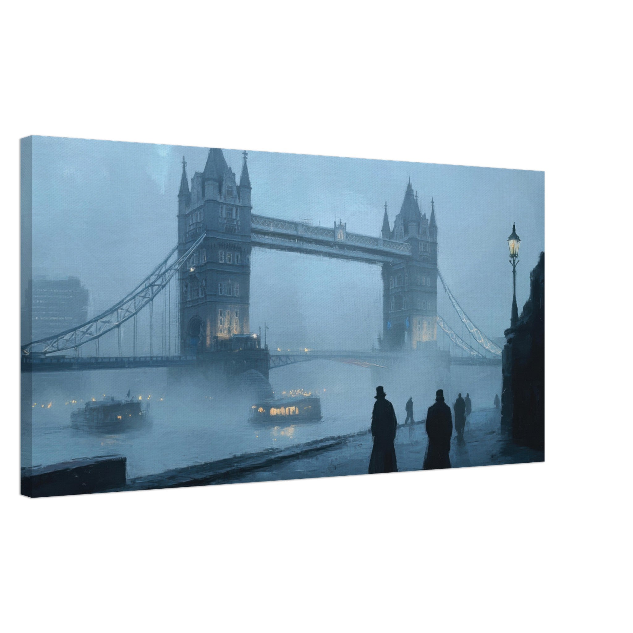 Canvas Landscape - Foggy London Bridge at Dawn A misty morning vie 3 - Shop Ai Art WebShop - Digital Art online Store