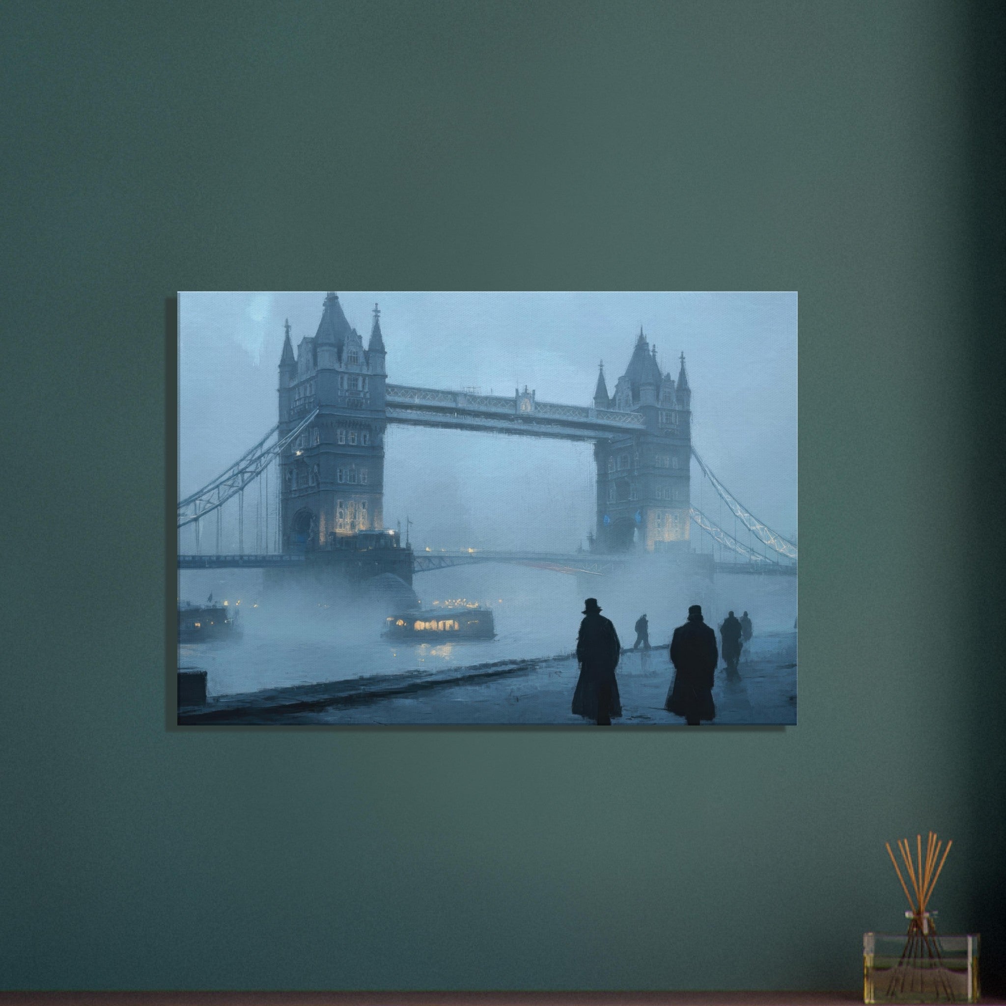 Canvas Landscape - Foggy London Bridge at Dawn A misty morning vie 3 - Shop Ai Art WebShop - Digital Art online Store