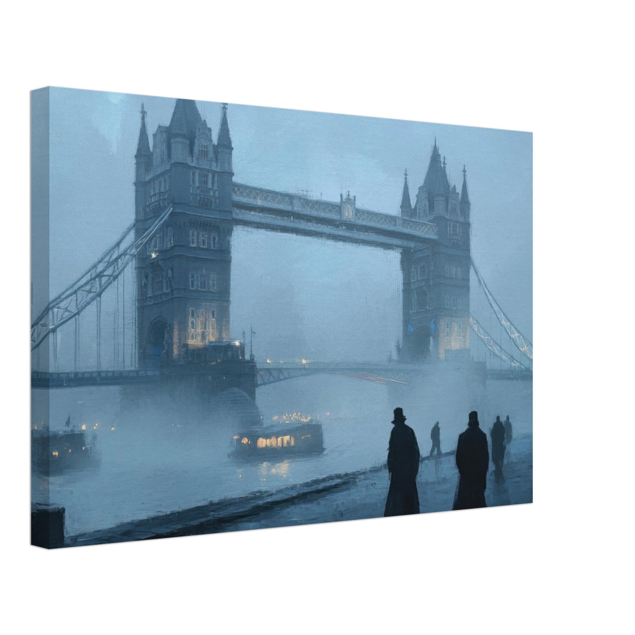 Canvas Landscape - Foggy London Bridge at Dawn A misty morning vie 3 - Shop Ai Art WebShop - Digital Art online Store