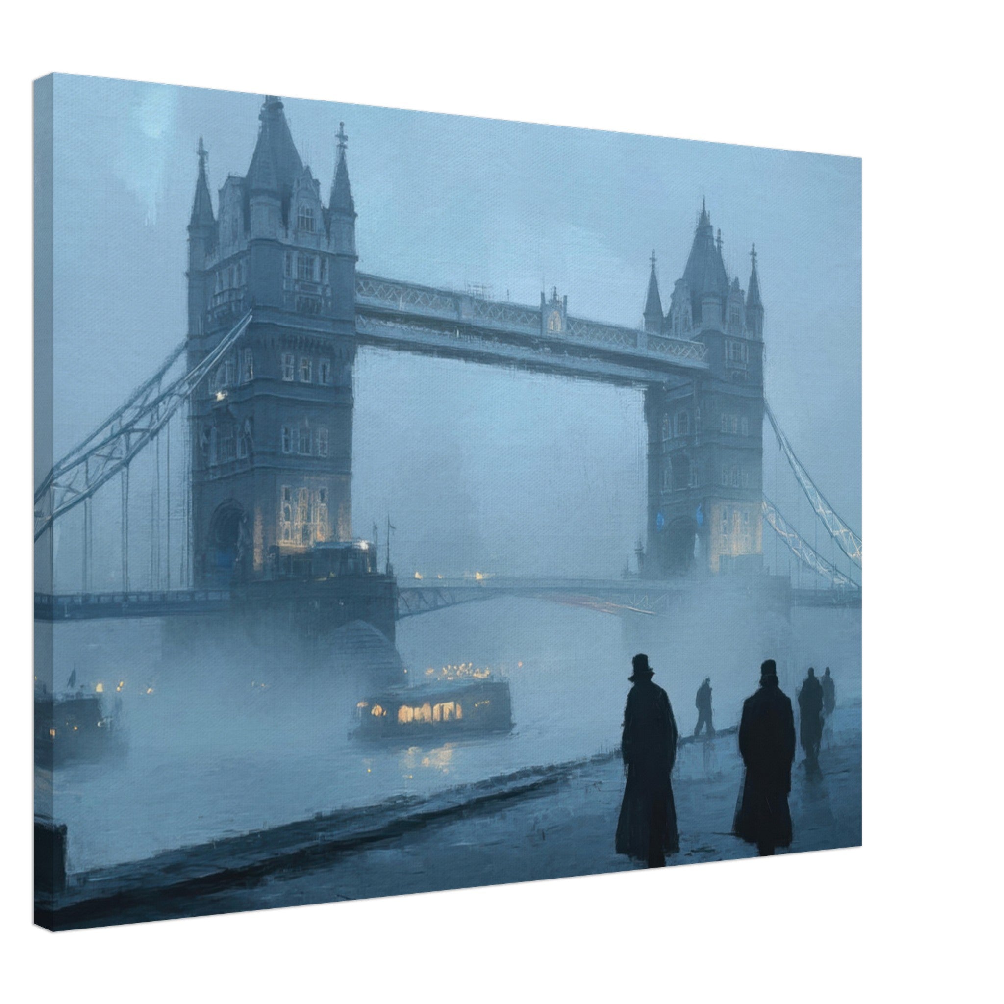 Canvas Landscape - Foggy London Bridge at Dawn A misty morning vie 3 - Shop Ai Art WebShop - Digital Art online Store