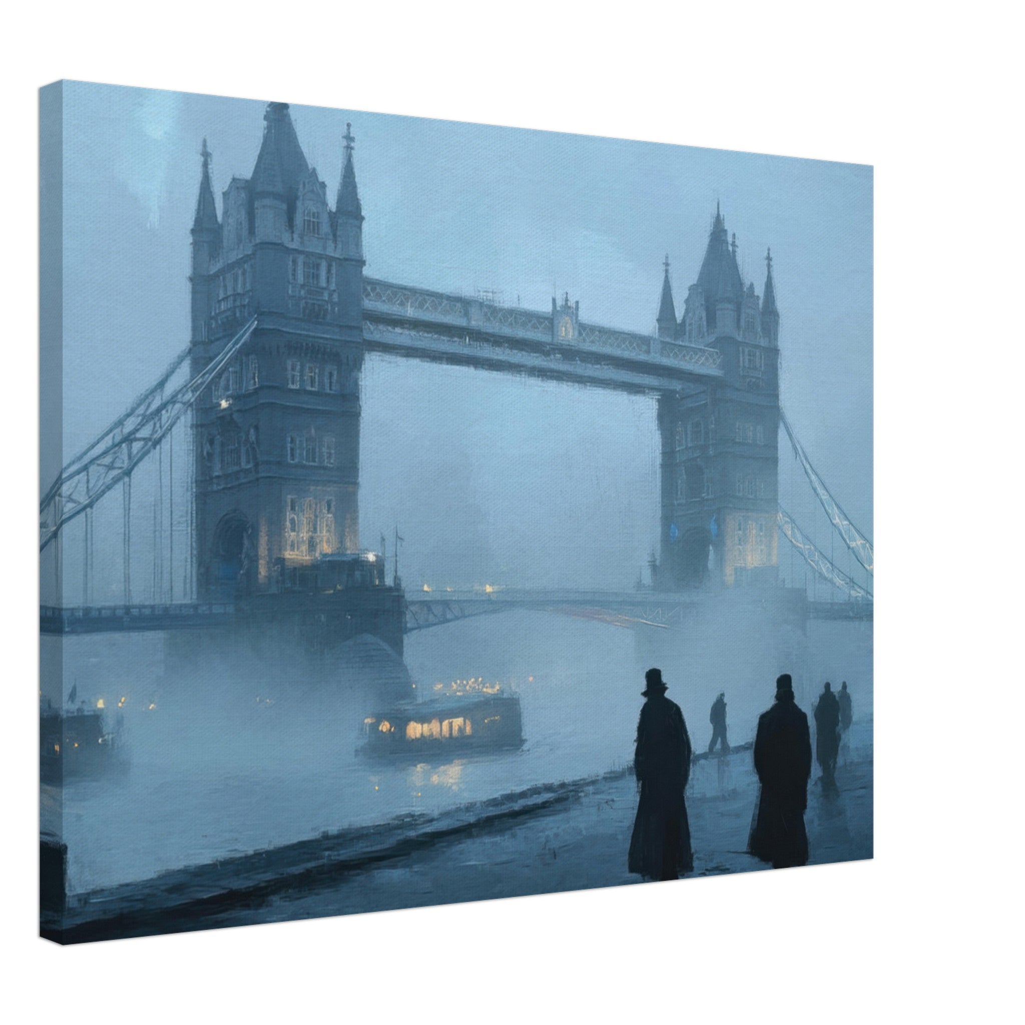 Canvas Landscape - Foggy London Bridge at Dawn A misty morning vie 3 - Shop Ai Art WebShop - Digital Art online Store