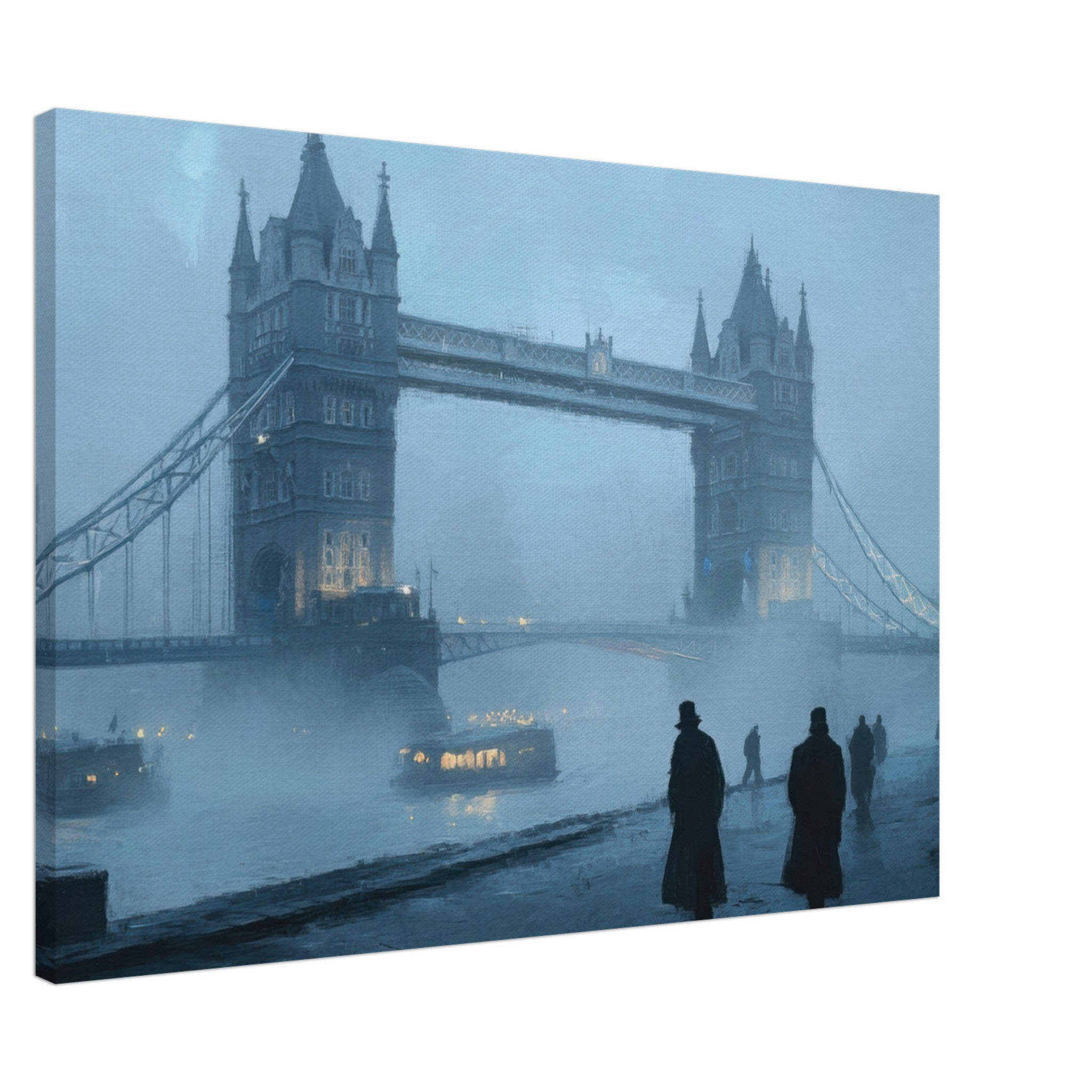 Canvas Landscape - Foggy London Bridge at Dawn A misty morning vie 3 - Shop Ai Art WebShop - Digital Art online Store