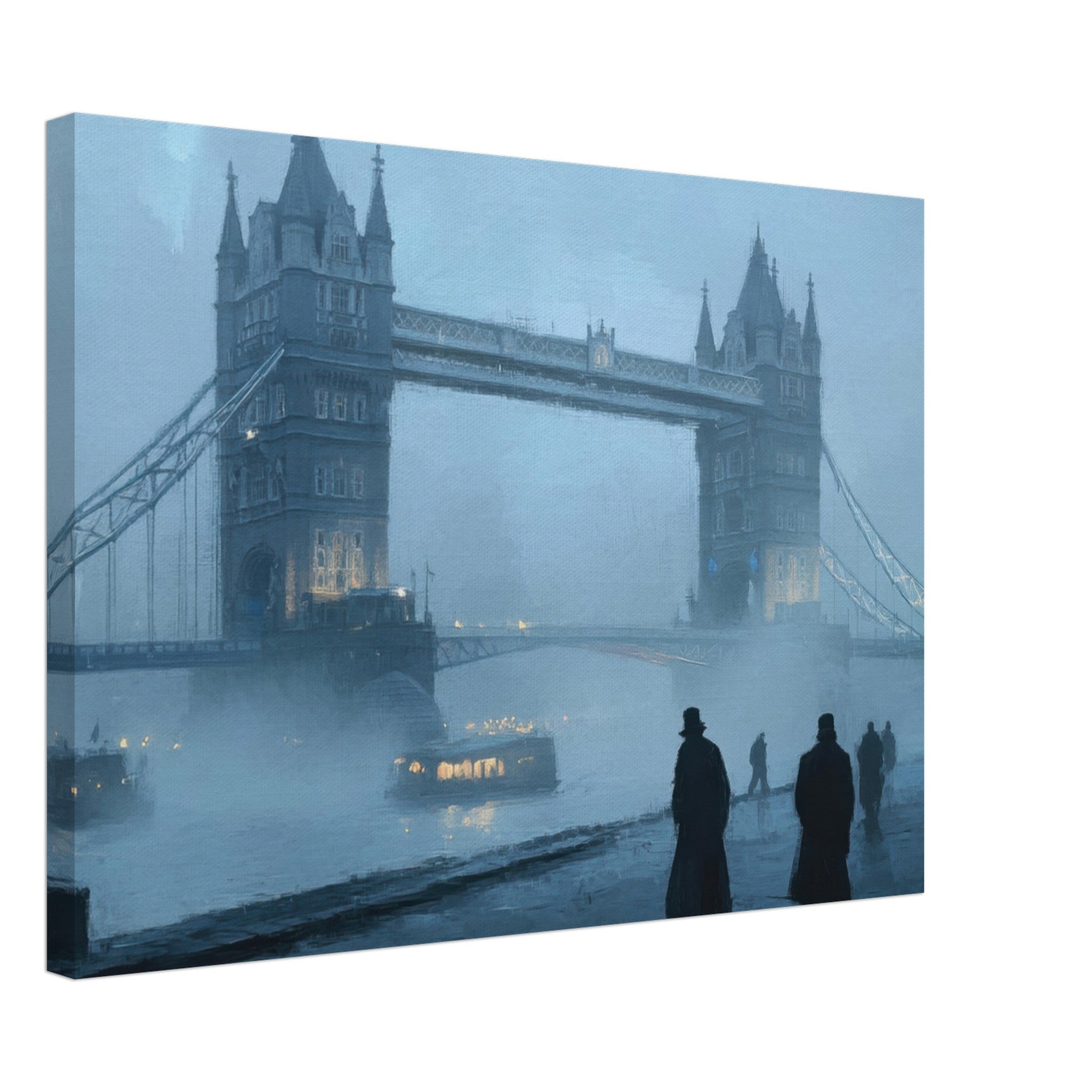Canvas Landscape - Foggy London Bridge at Dawn A misty morning vie 3 - Shop Ai Art WebShop - Digital Art online Store