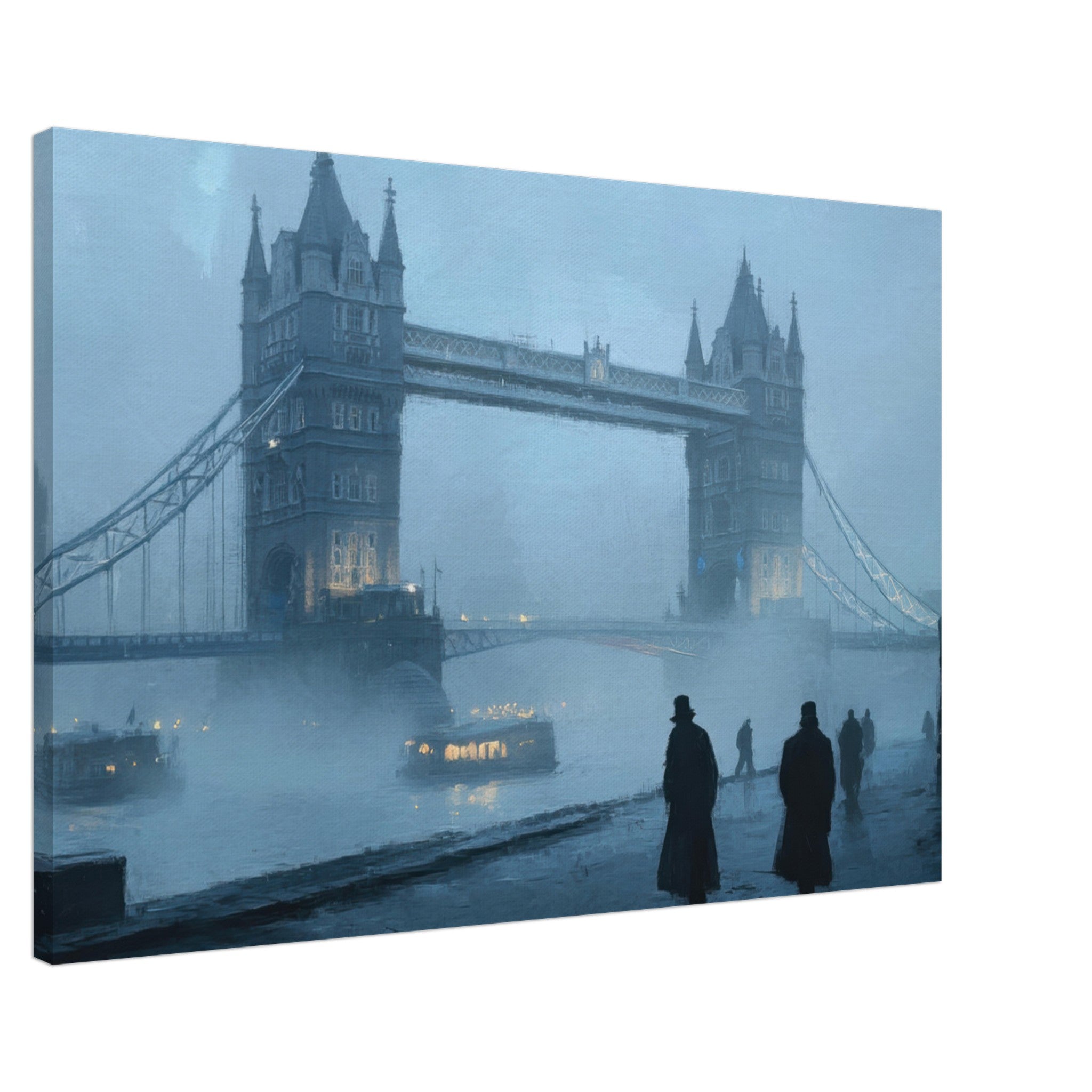 Canvas Landscape - Foggy London Bridge at Dawn A misty morning vie 3 - Shop Ai Art WebShop - Digital Art online Store