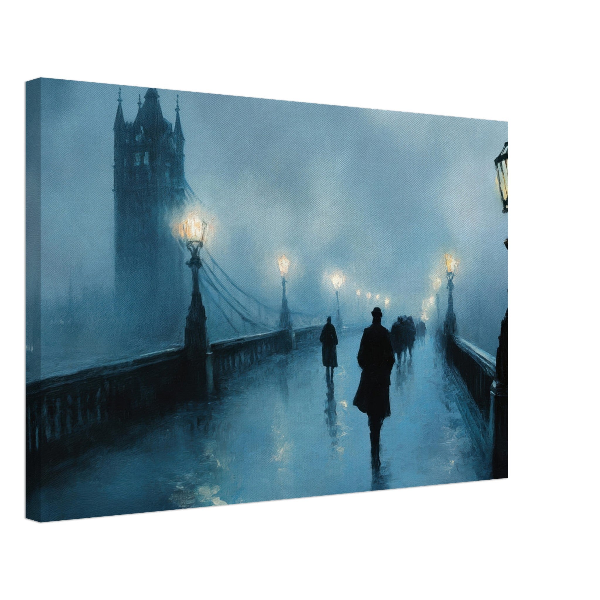 Canvas Landscape - Foggy London Bridge at Dawn A misty morning vie - Shop Ai Art WebShop - Digital Art online Store