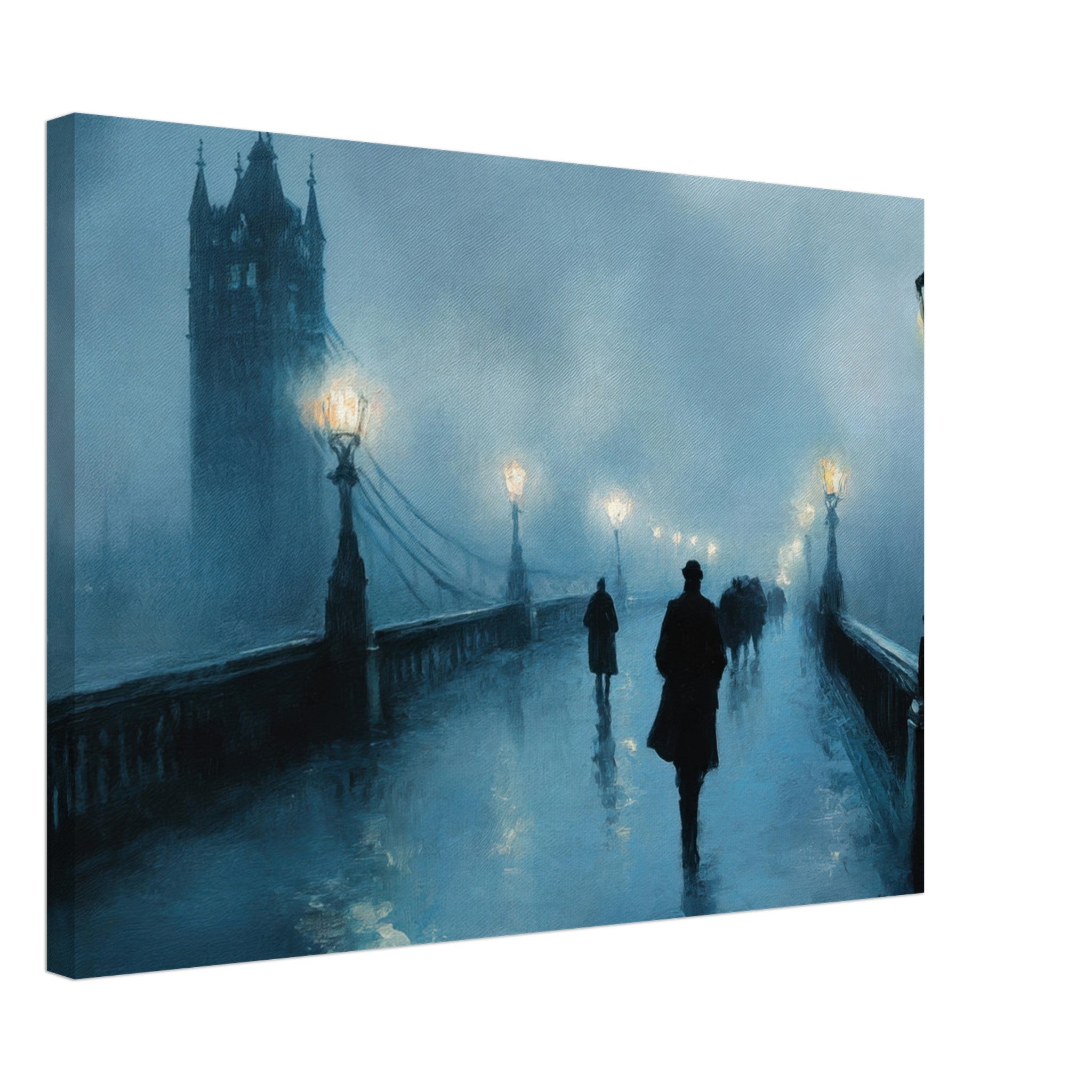 Canvas Landscape - Foggy London Bridge at Dawn A misty morning vie - Shop Ai Art WebShop - Digital Art online Store