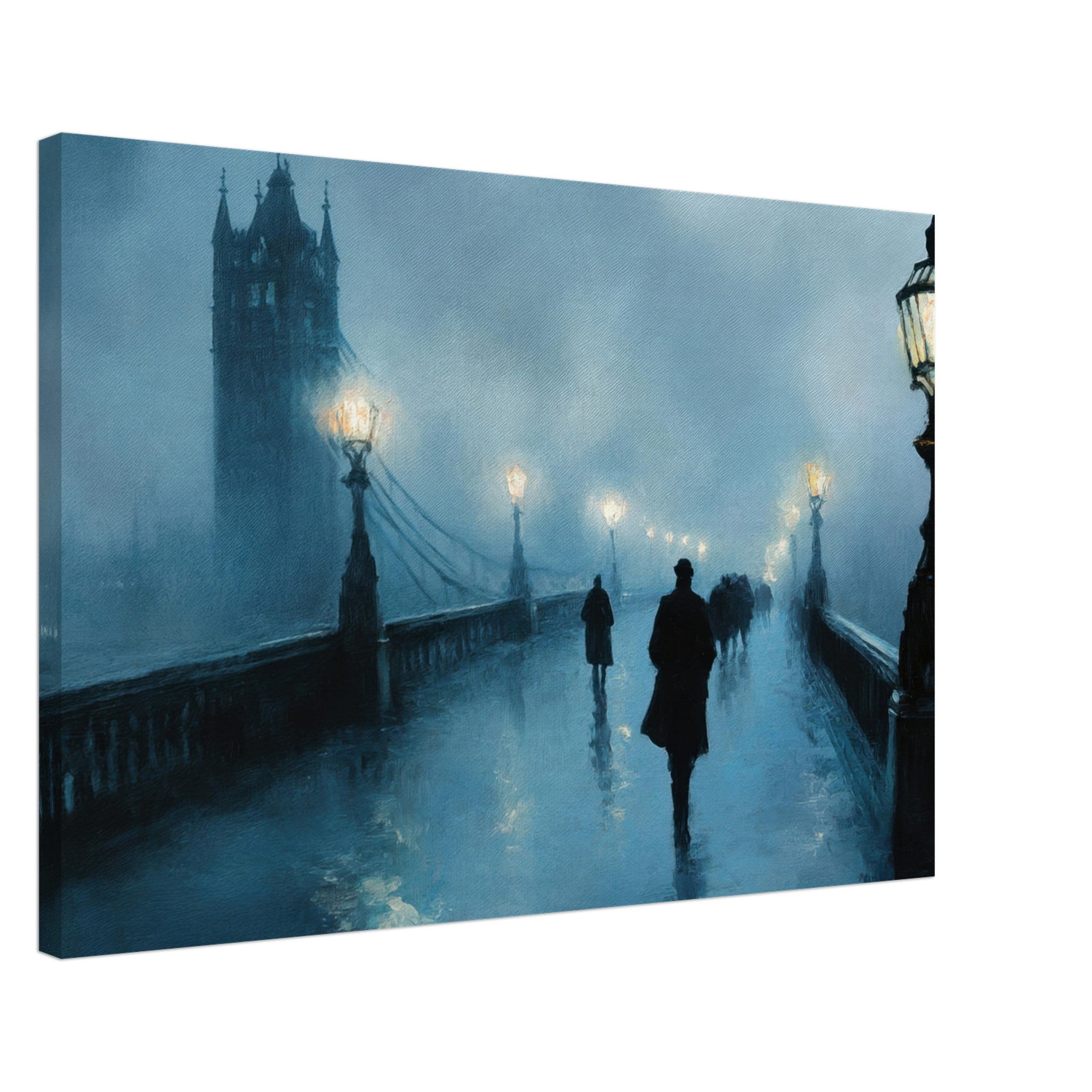 Canvas Landscape - Foggy London Bridge at Dawn A misty morning vie - Shop Ai Art WebShop - Digital Art online Store