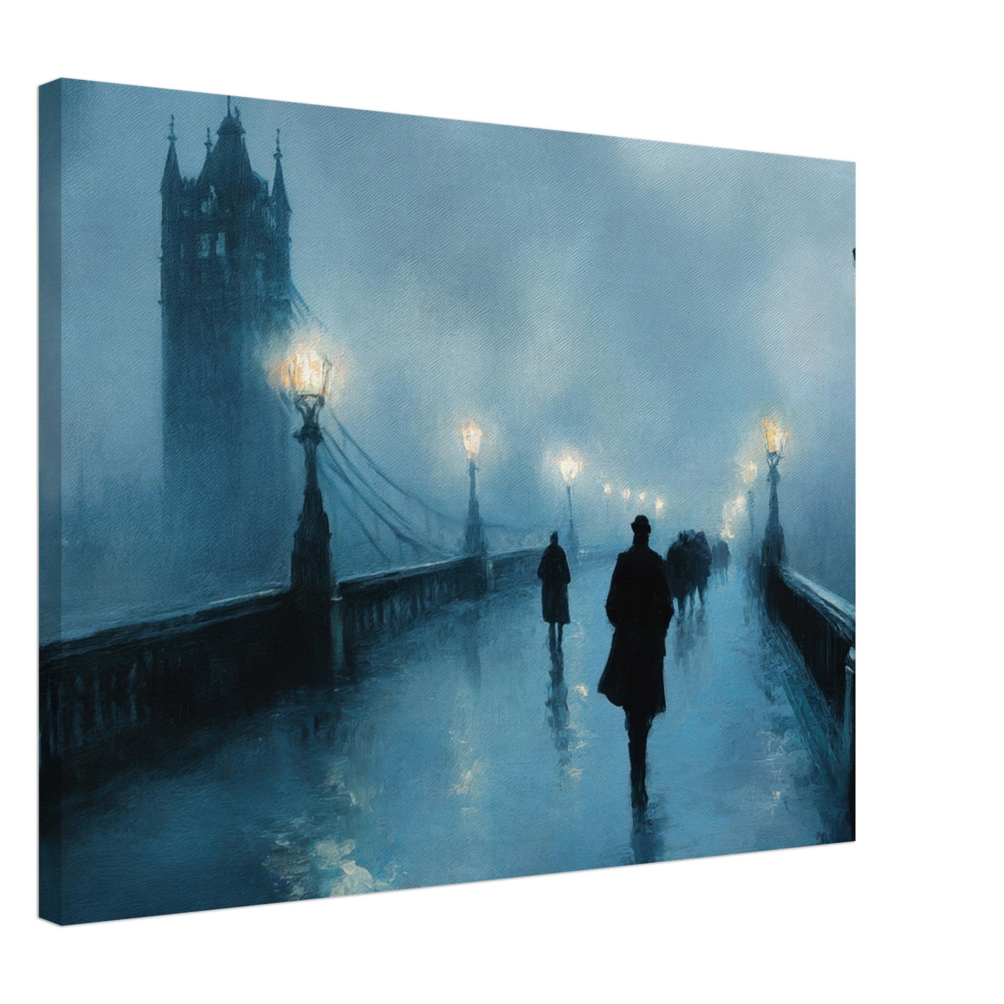 Canvas Landscape - Foggy London Bridge at Dawn A misty morning vie - Shop Ai Art WebShop - Digital Art online Store