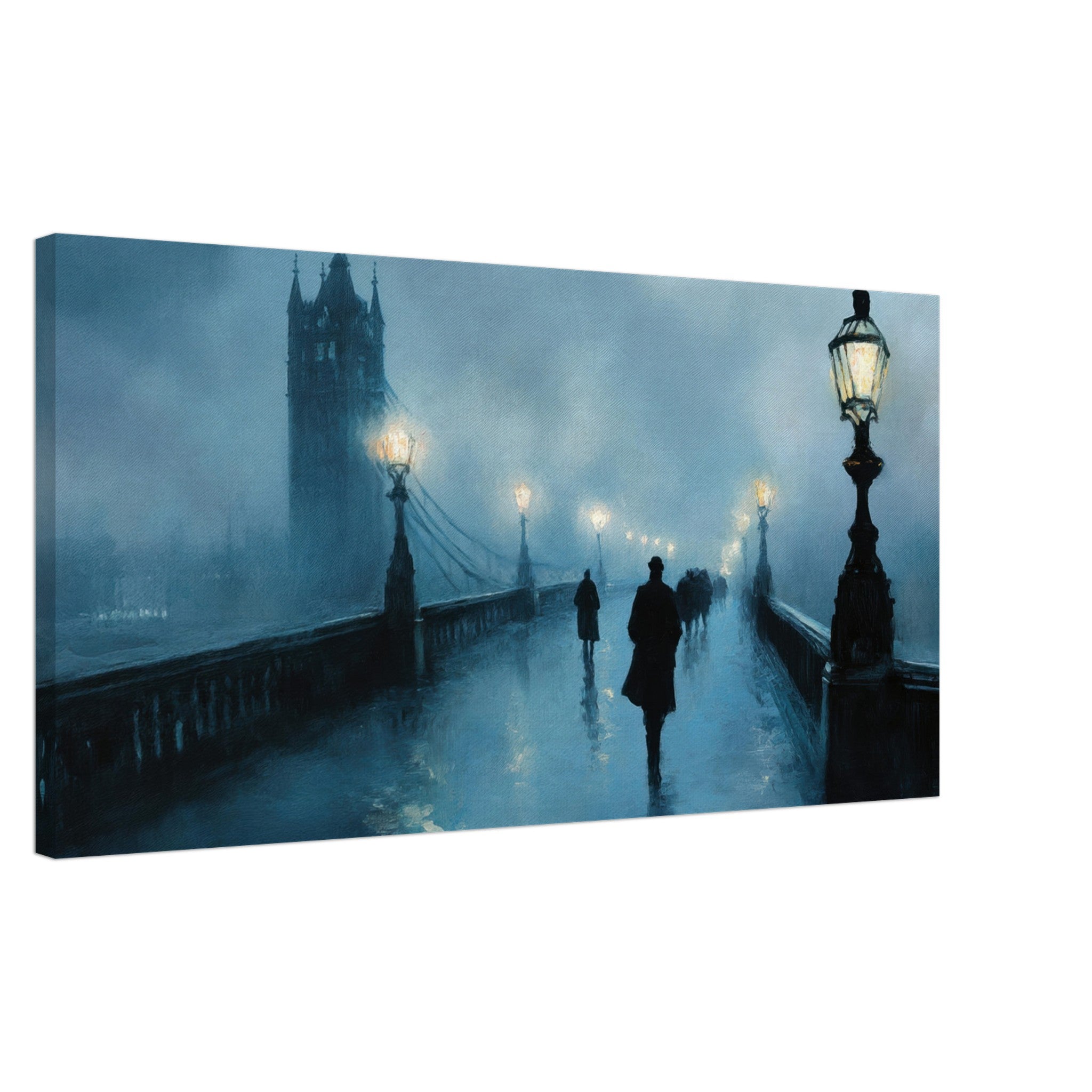 Canvas Landscape - Foggy London Bridge at Dawn A misty morning vie - Shop Ai Art WebShop - Digital Art online Store