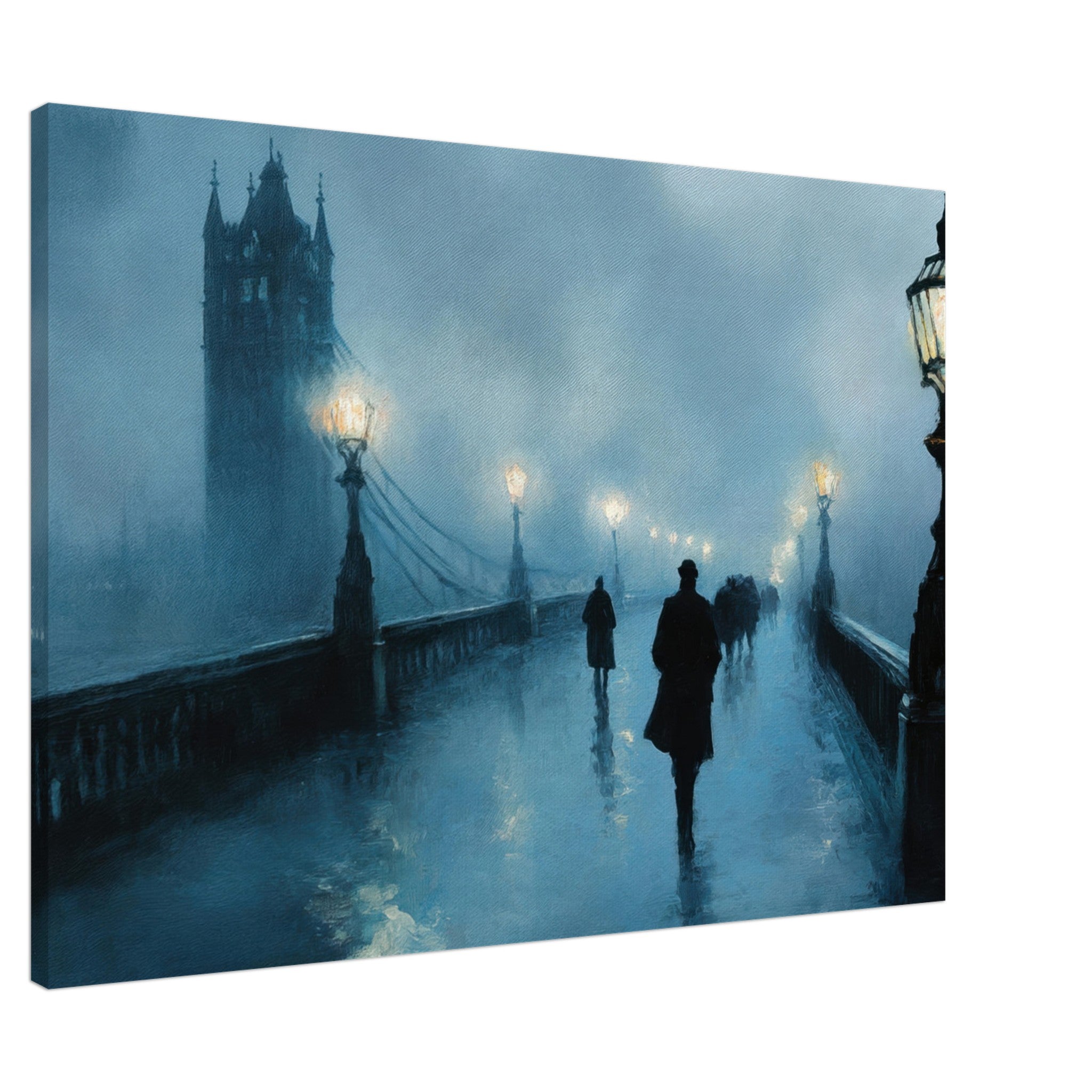 Canvas Landscape - Foggy London Bridge at Dawn A misty morning vie - Shop Ai Art WebShop - Digital Art online Store