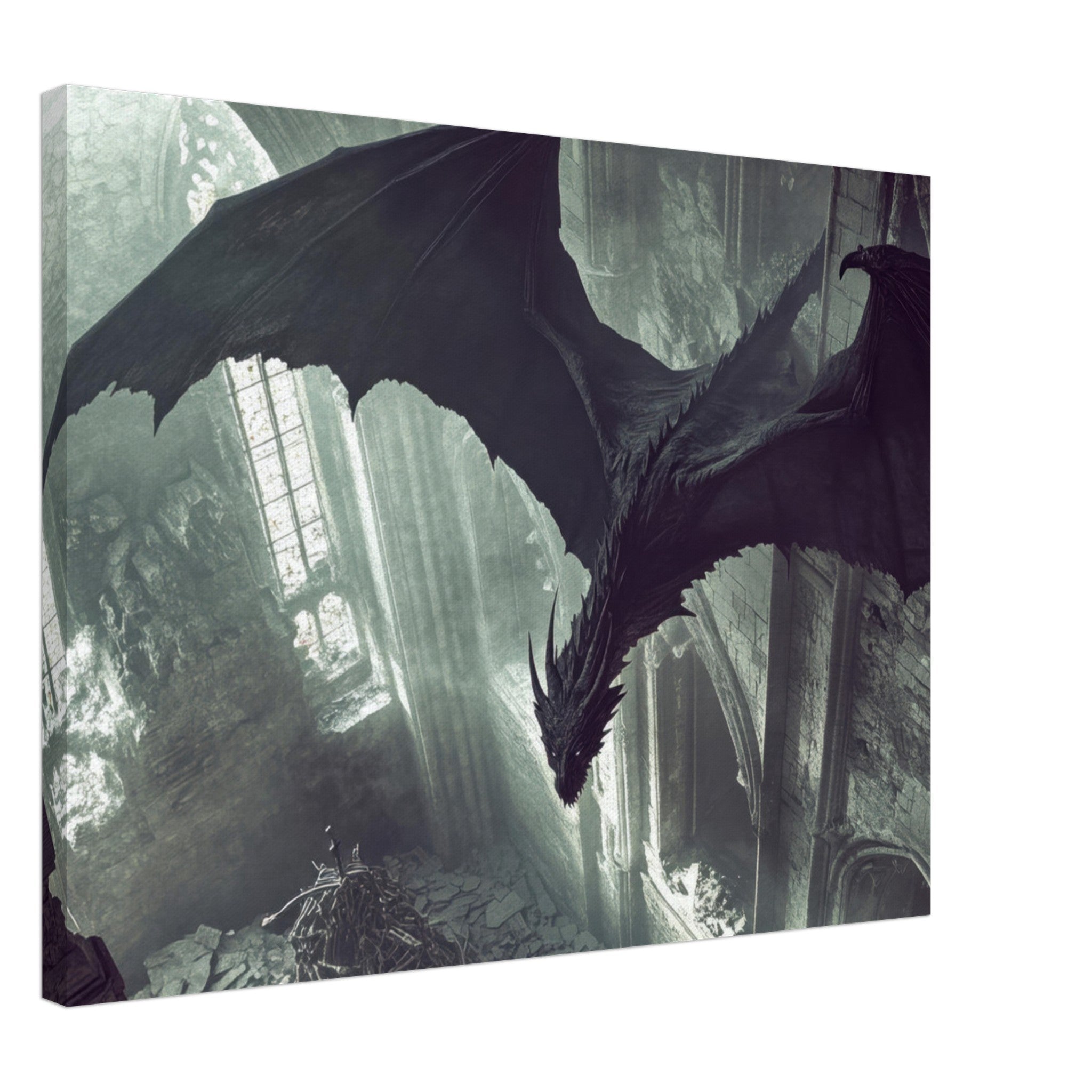 Canvas Landscape - Gothic Shadow Dragons Lair Gothic Dramatic High 2 - Shop Ai Art WebShop - Digital Art online Store