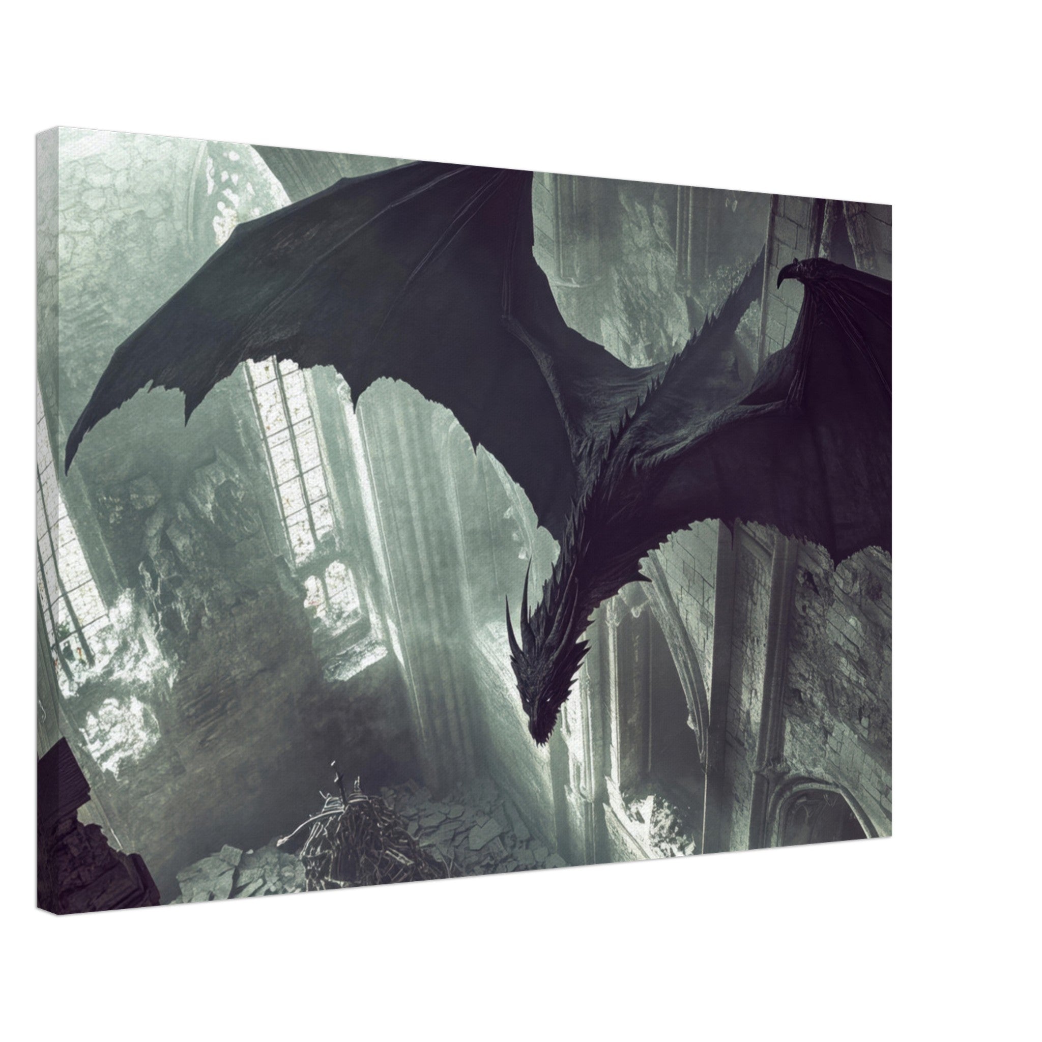 Canvas Landscape - Gothic Shadow Dragons Lair Gothic Dramatic High 2 - Shop Ai Art WebShop - Digital Art online Store