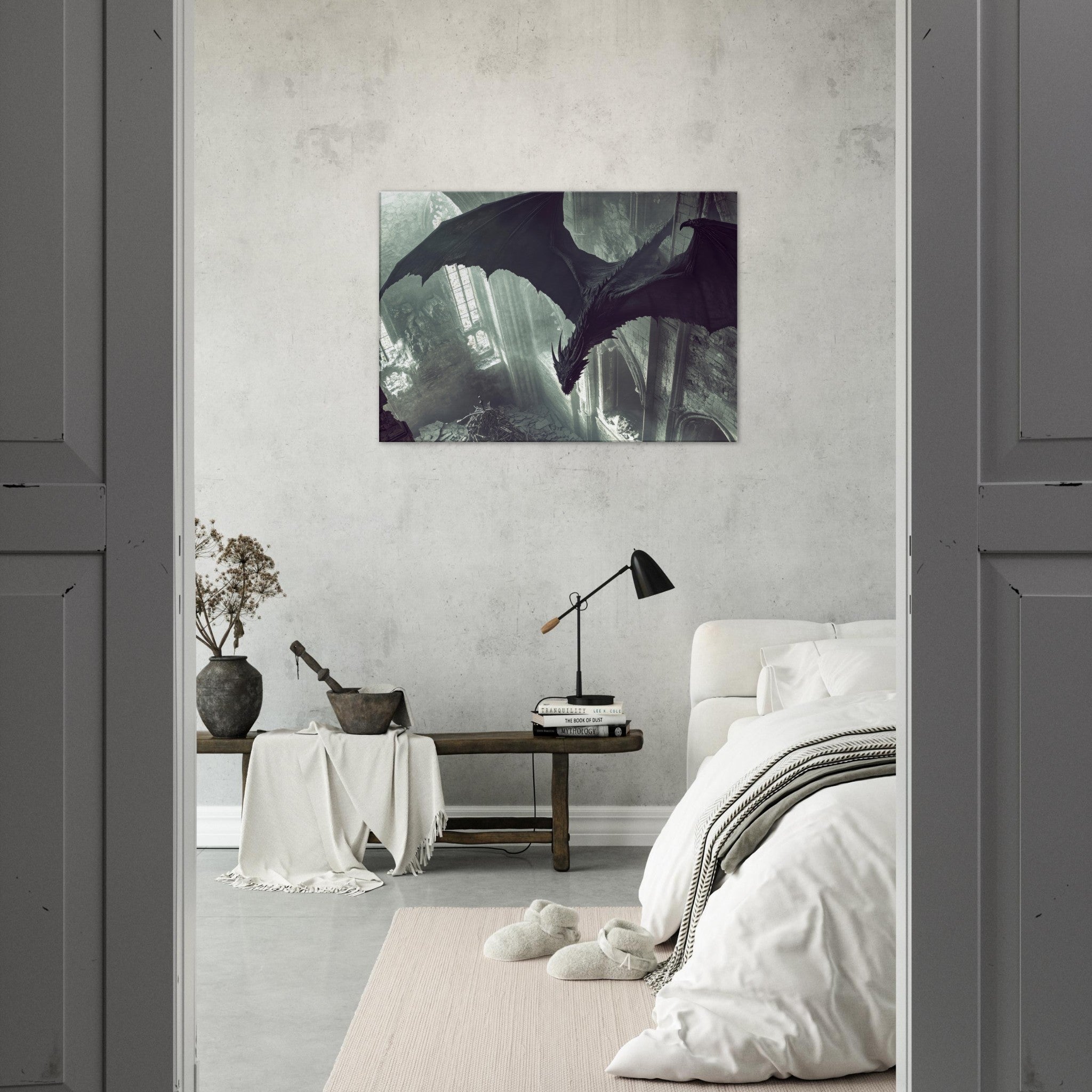 Canvas Landscape - Gothic Shadow Dragons Lair Gothic Dramatic High 2 - Shop Ai Art WebShop - Digital Art online Store