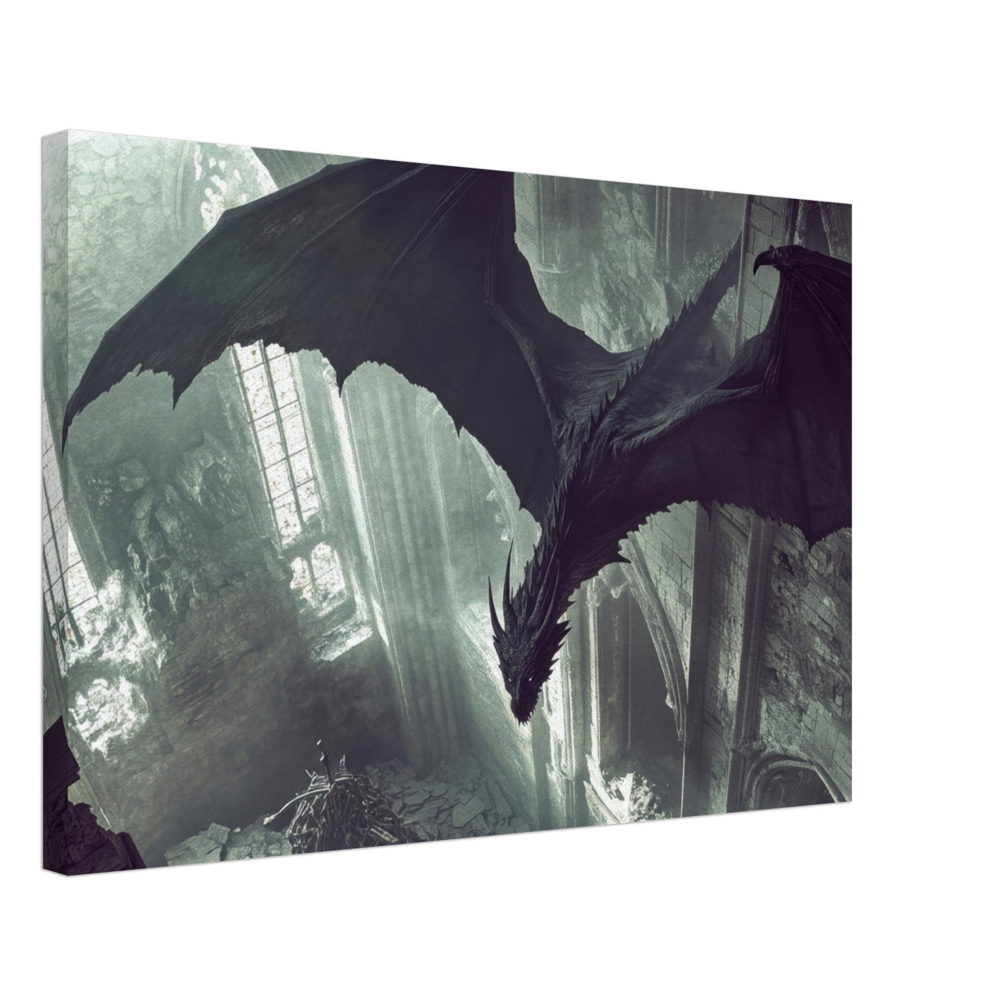 Canvas Landscape - Gothic Shadow Dragons Lair Gothic Dramatic High 2 - Shop Ai Art WebShop - Digital Art online Store